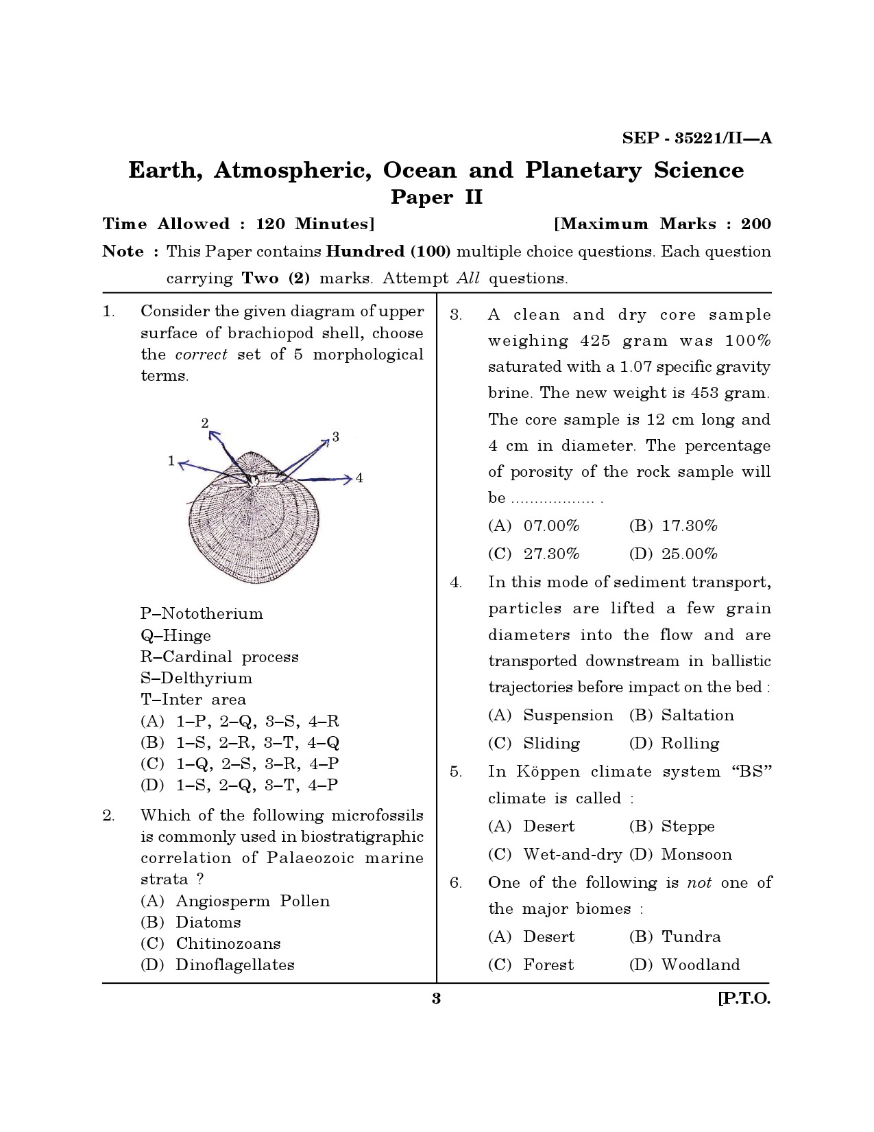 Maharashtra SET Earth Atmospheric Ocean Planetary Science Exam Question Paper September 2021 2