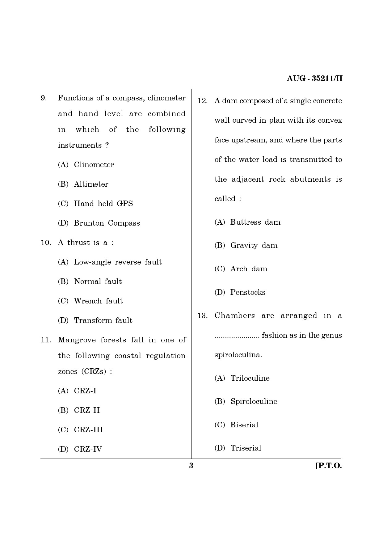 Maharashtra SET Earth Atmospheric Ocean Planetary Science Question Paper II August 2011 3