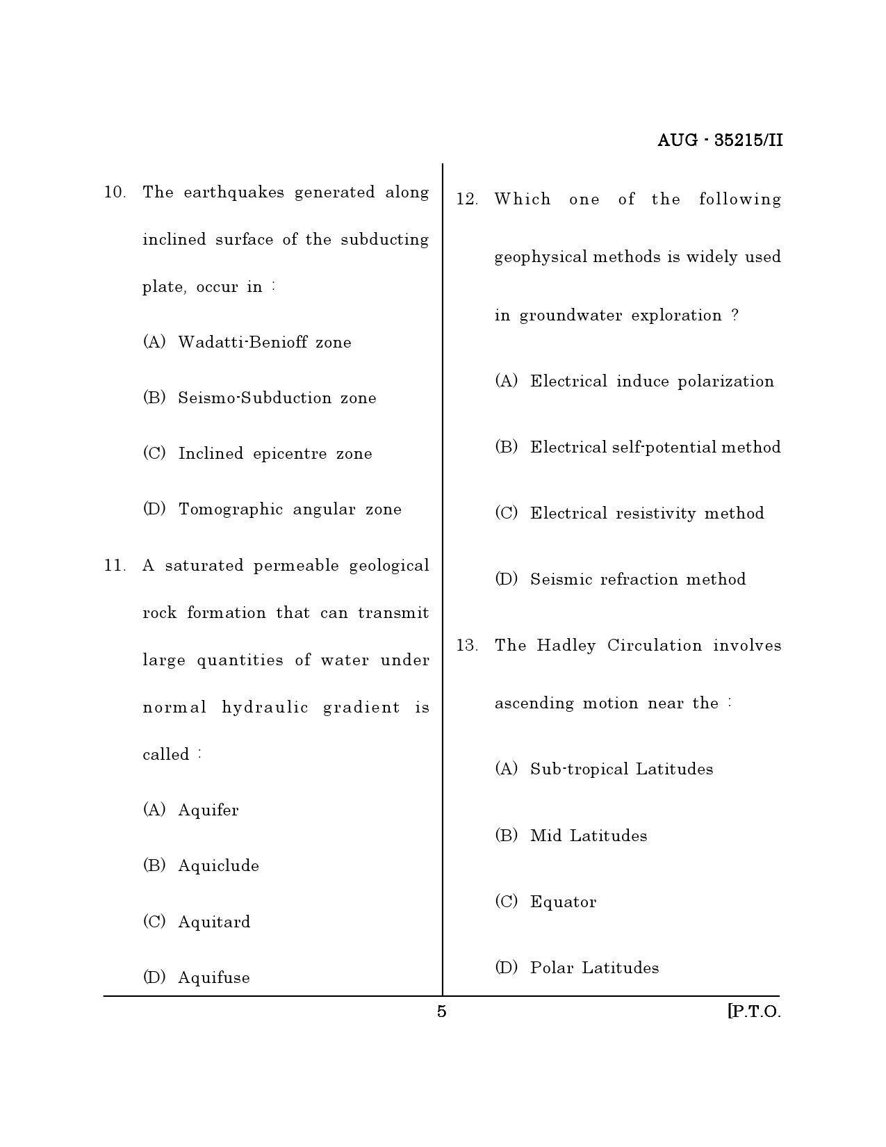 Maharashtra SET Earth Atmospheric Ocean Planetary Science Question Paper II August 2015 4