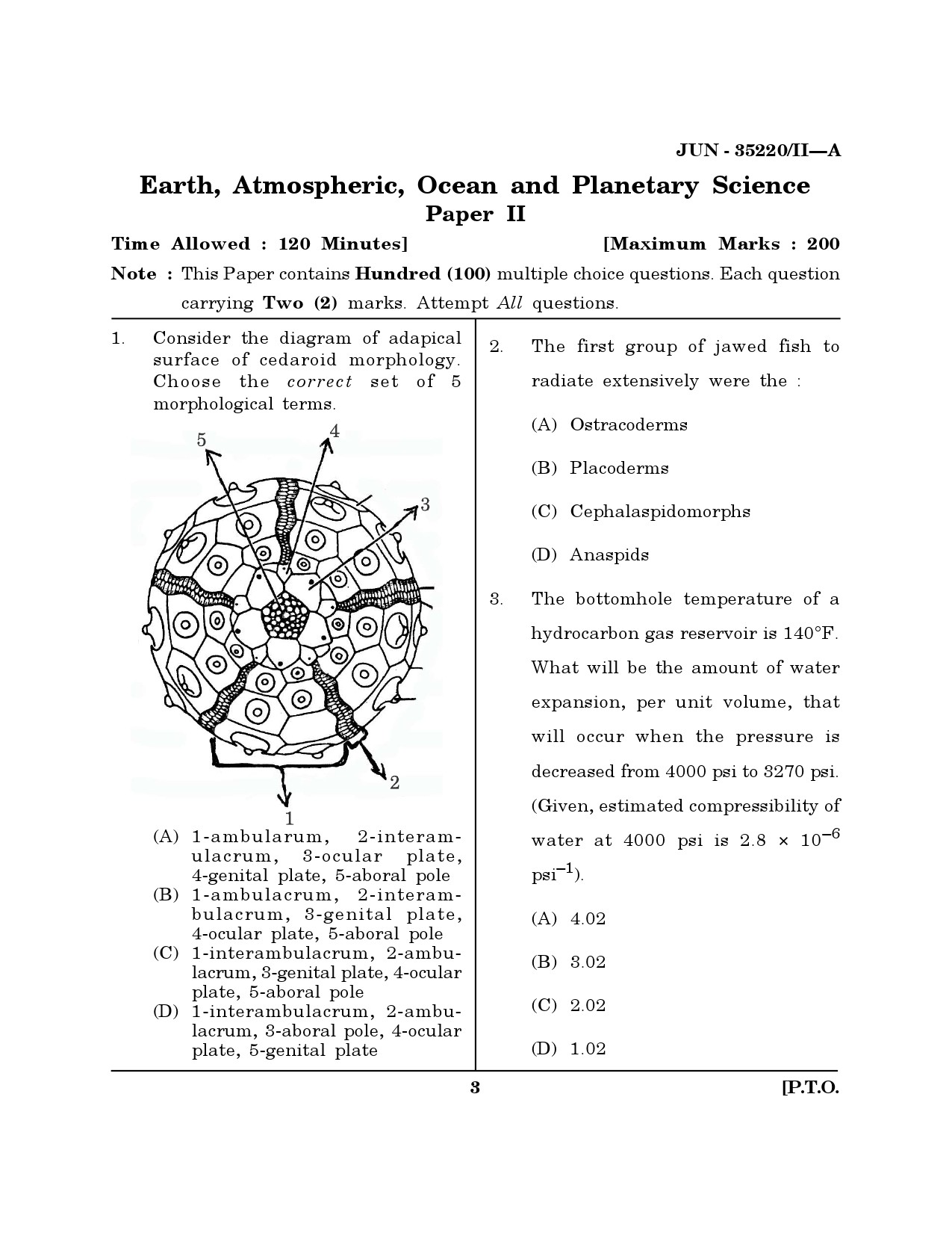 Maharashtra SET Earth Atmospheric Ocean Planetary Science Question Paper II June 2020 2