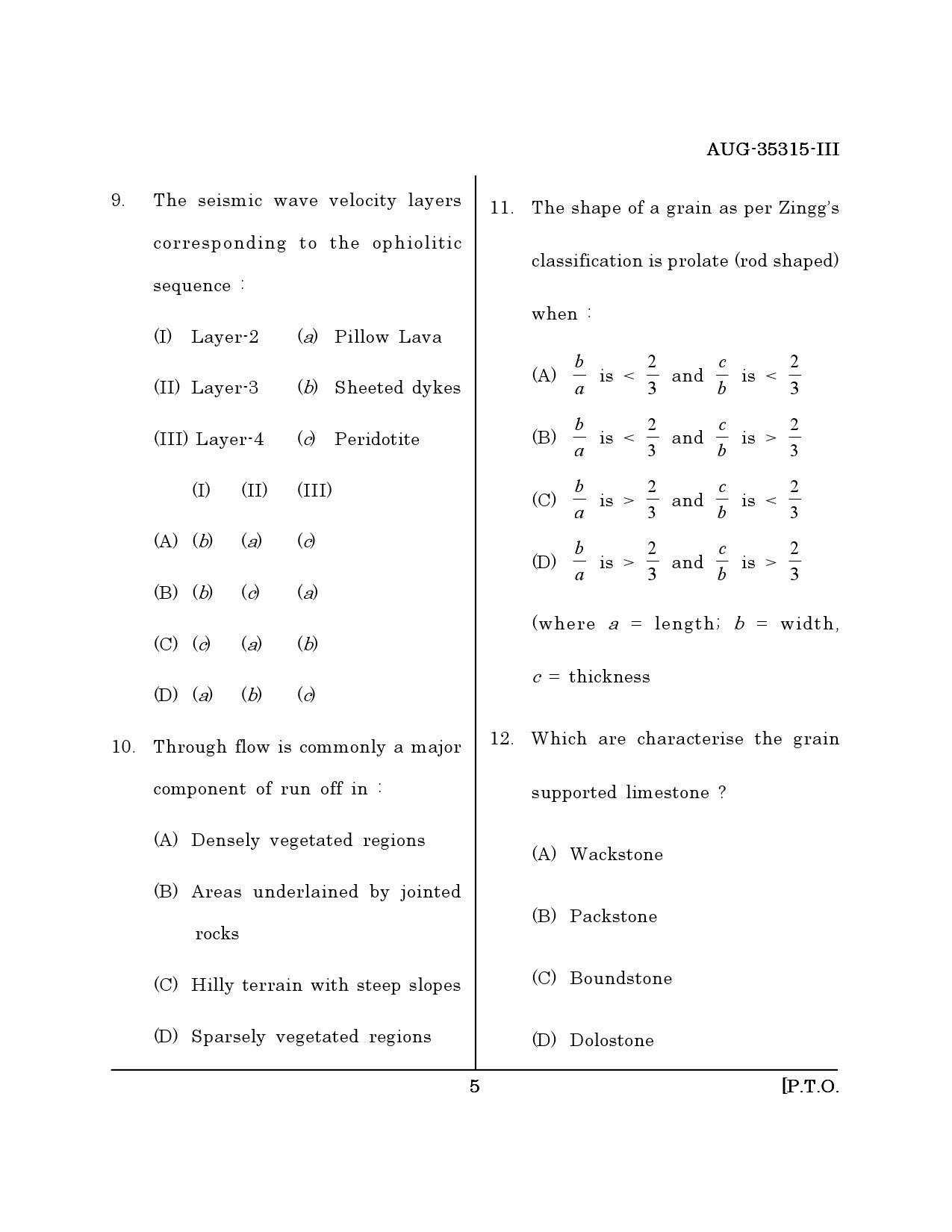 Maharashtra SET Earth Atmospheric Ocean Planetary Science Question Paper III August 2015 4
