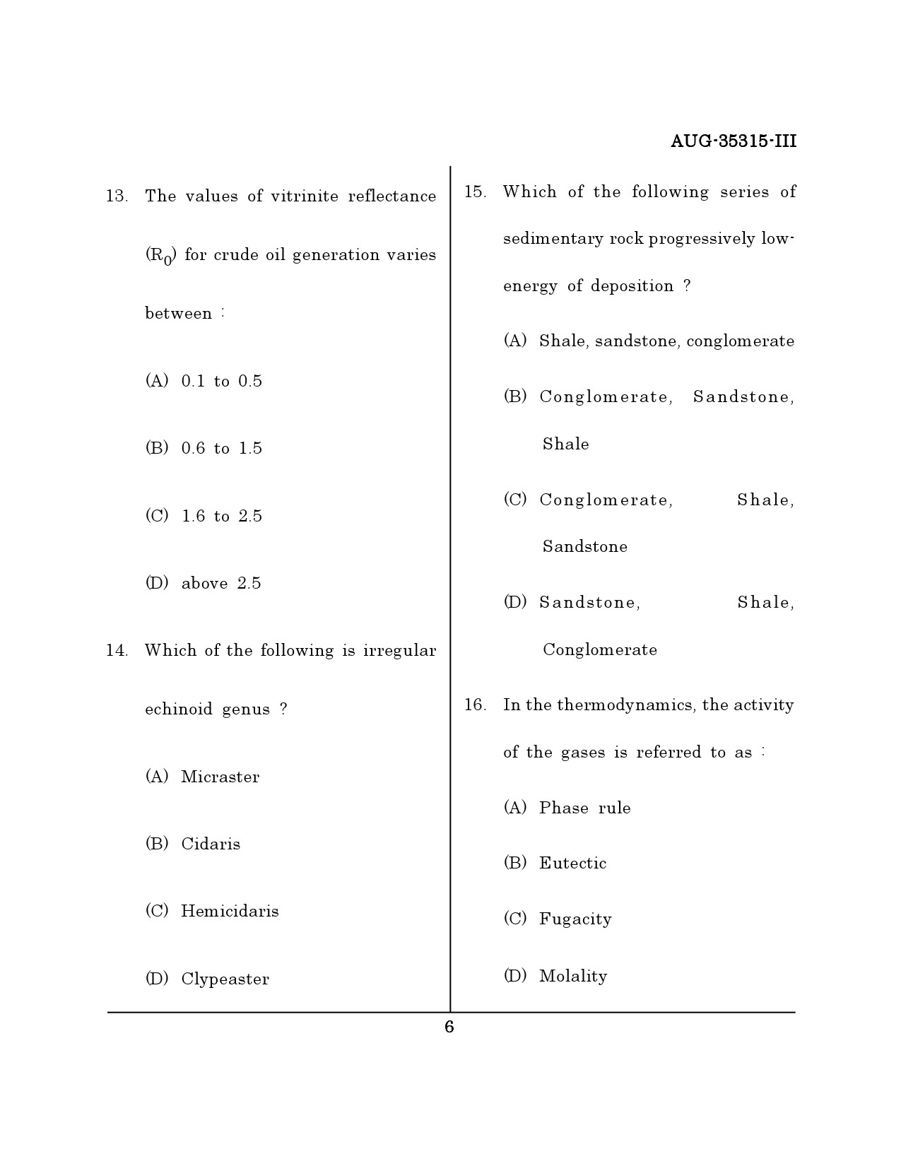 Maharashtra SET Earth Atmospheric Ocean Planetary Science Question Paper III August 2015 5