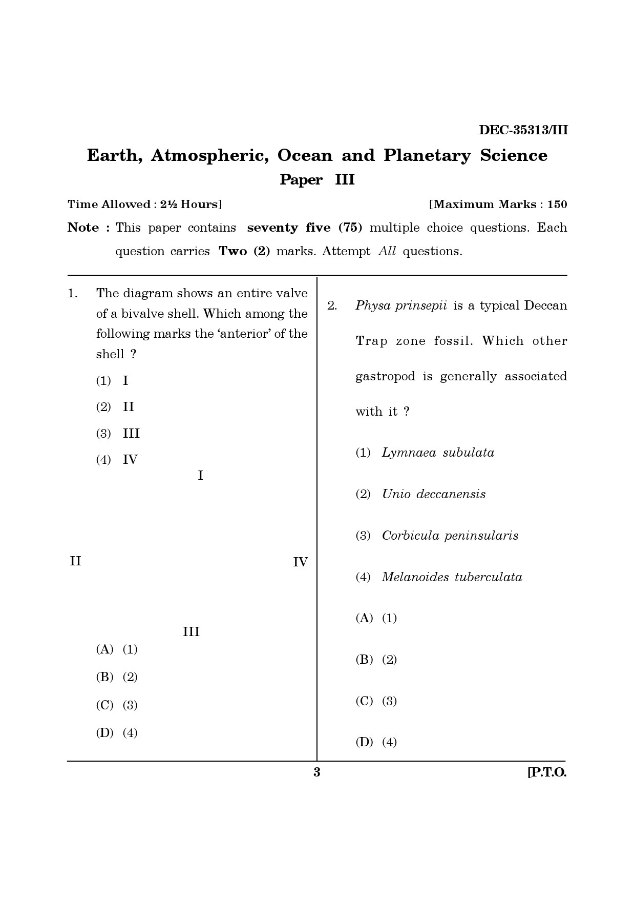 Maharashtra SET Earth Atmospheric Ocean Planetary Science Question Paper III December 2013 2