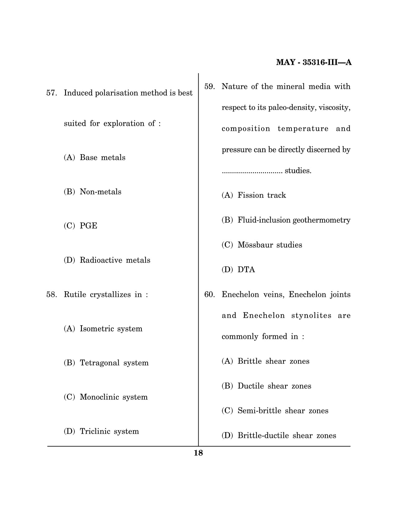 Maharashtra SET Earth Atmospheric Ocean Planetary Science Question Paper III May 2016 17