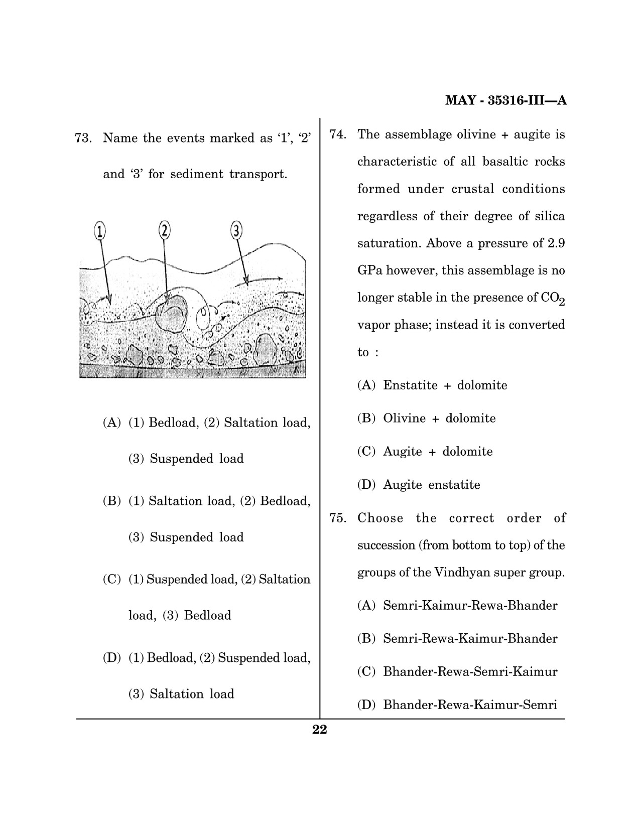 Maharashtra SET Earth Atmospheric Ocean Planetary Science Question Paper III May 2016 21
