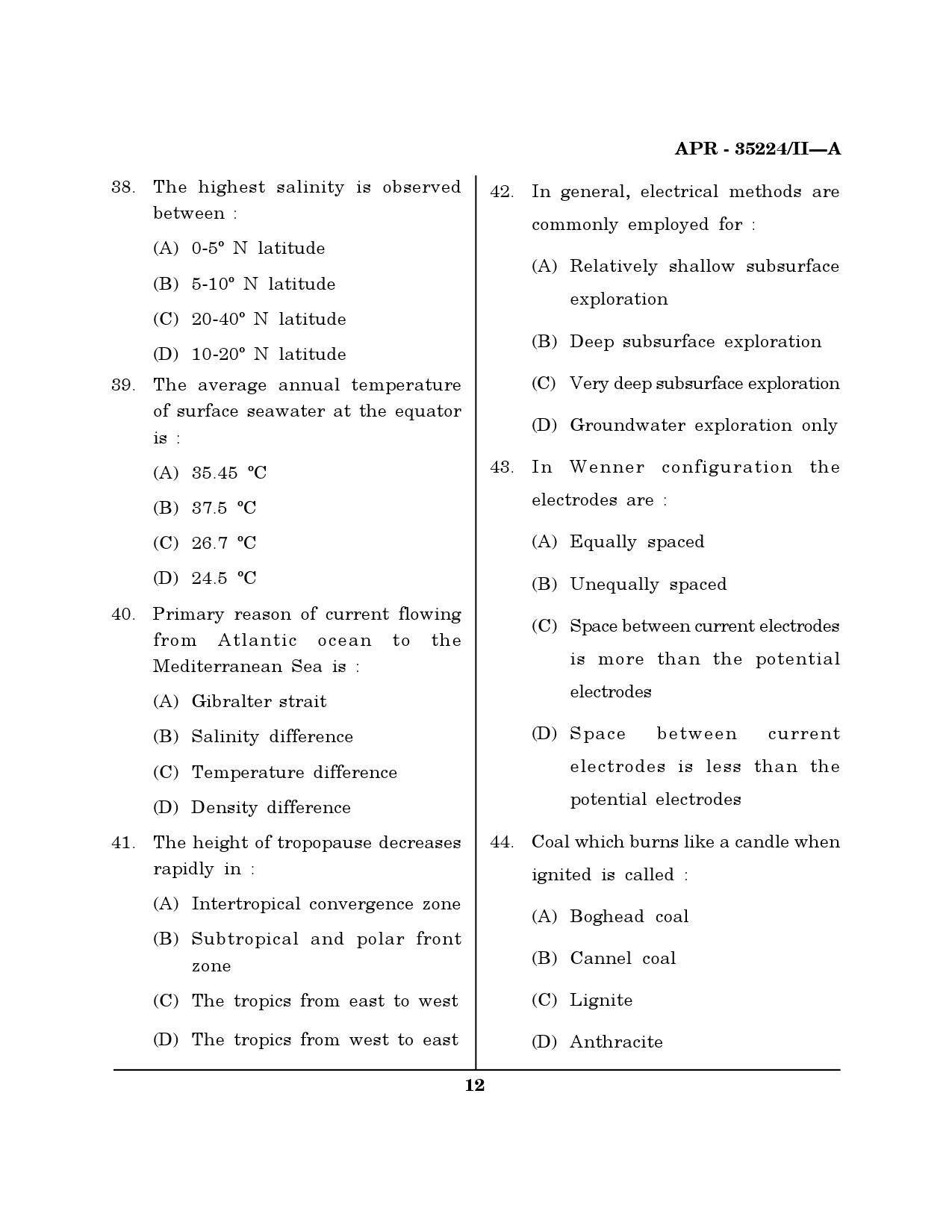 MH SET Earth Science Question Paper II April 2024 11