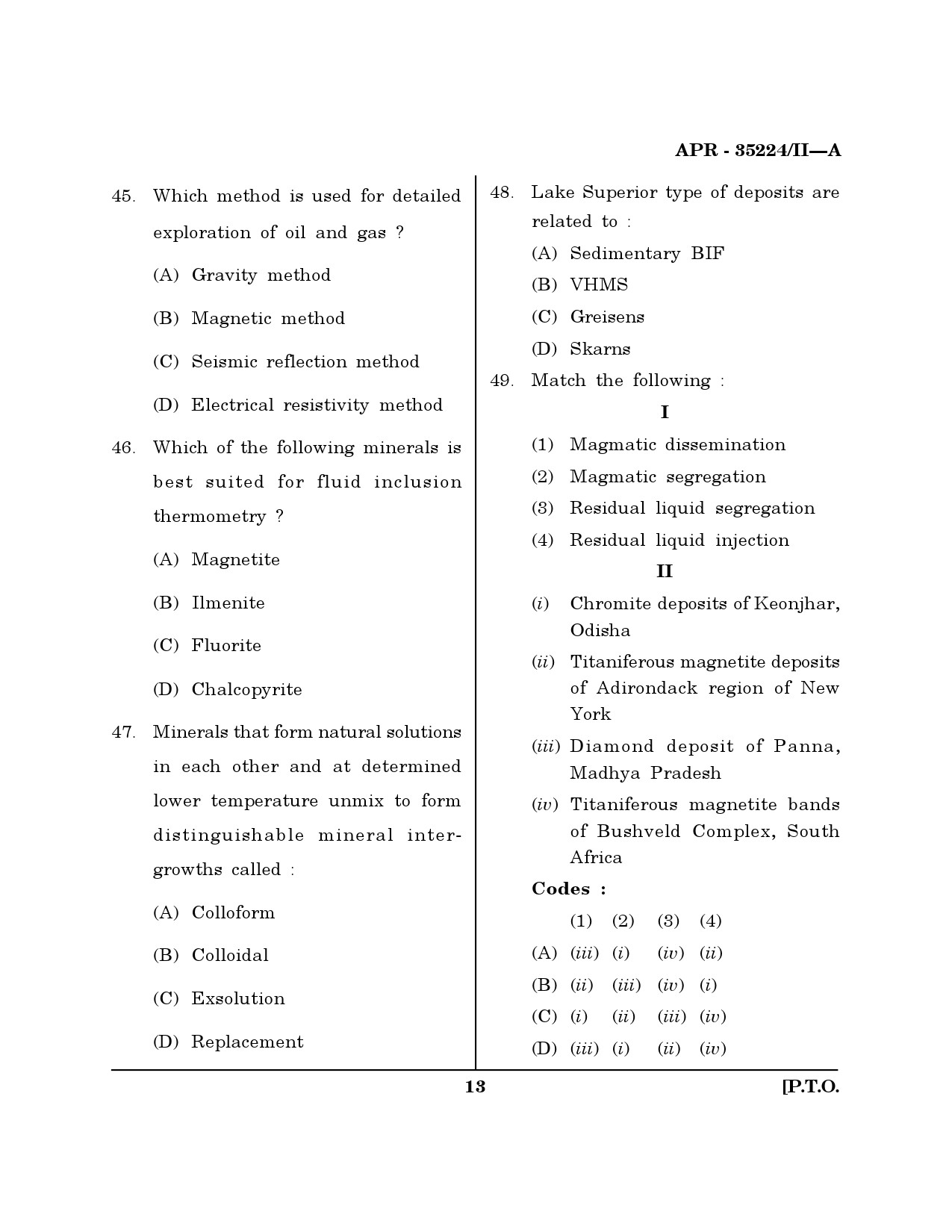 MH SET Earth Science Question Paper II April 2024 12