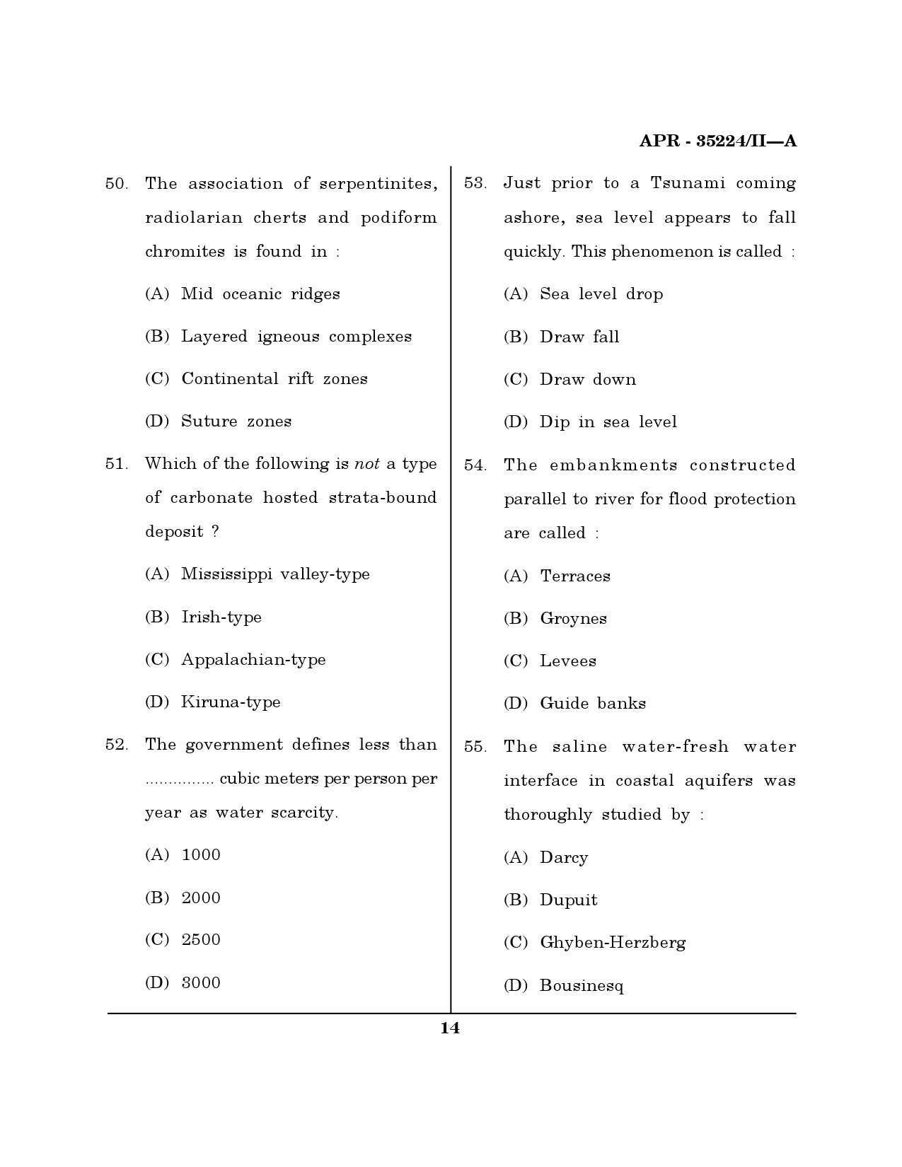 MH SET Earth Science Question Paper II April 2024 13