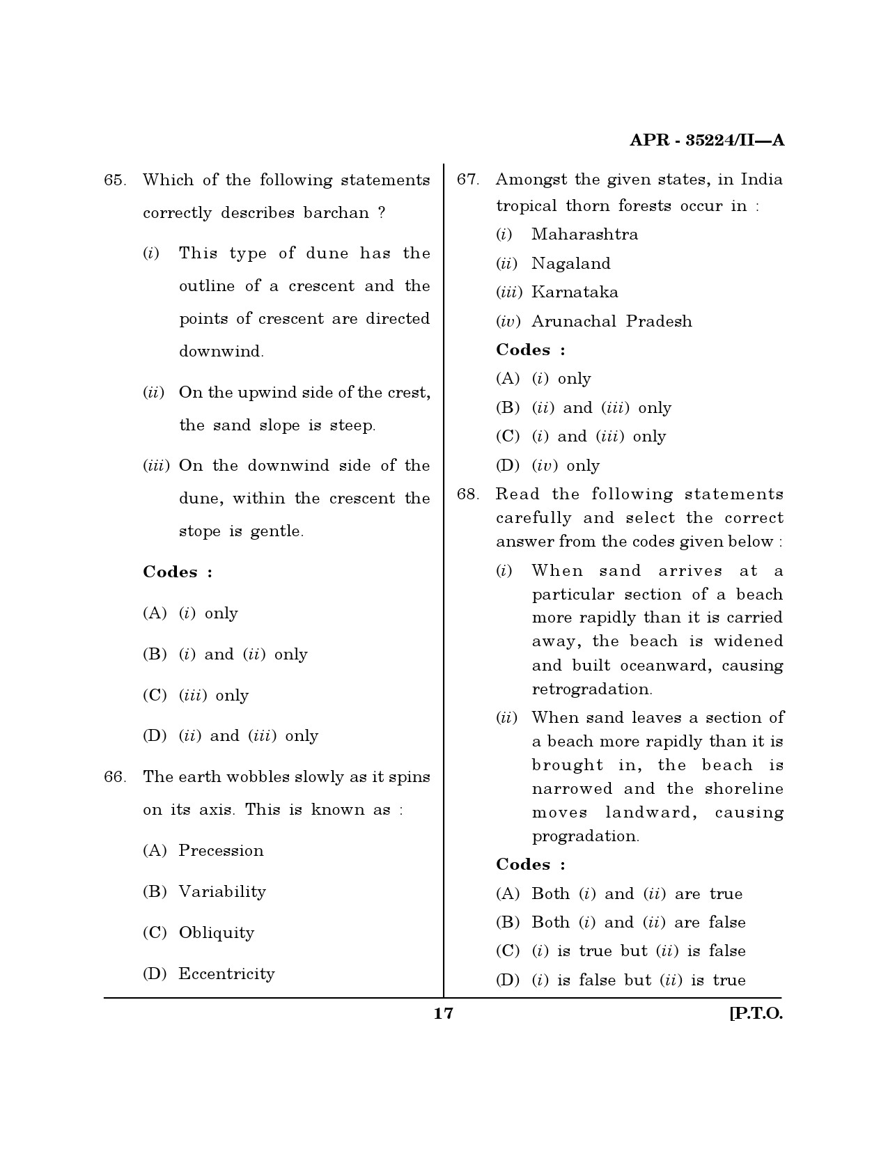 MH SET Earth Science Question Paper II April 2024 16