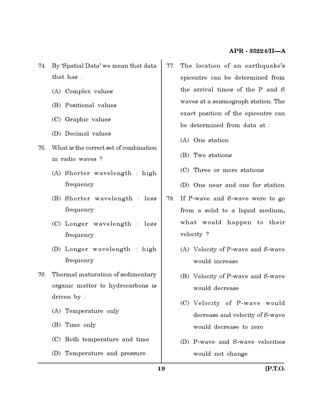 MH SET Earth Science Question Paper II April 2024 18