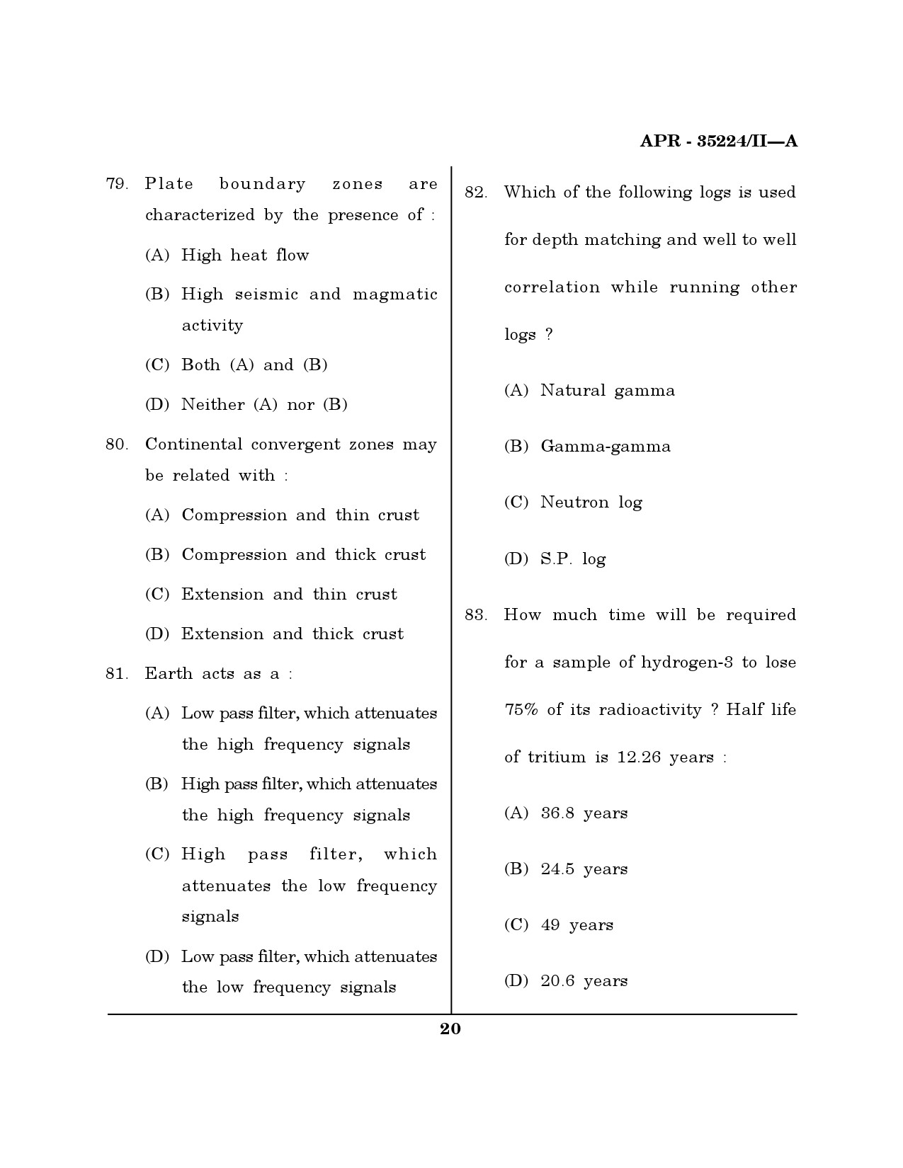 MH SET Earth Science Question Paper II April 2024 19