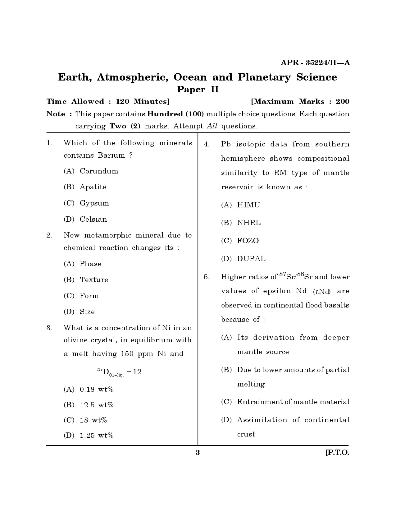 MH SET Earth Science Question Paper II April 2024 2