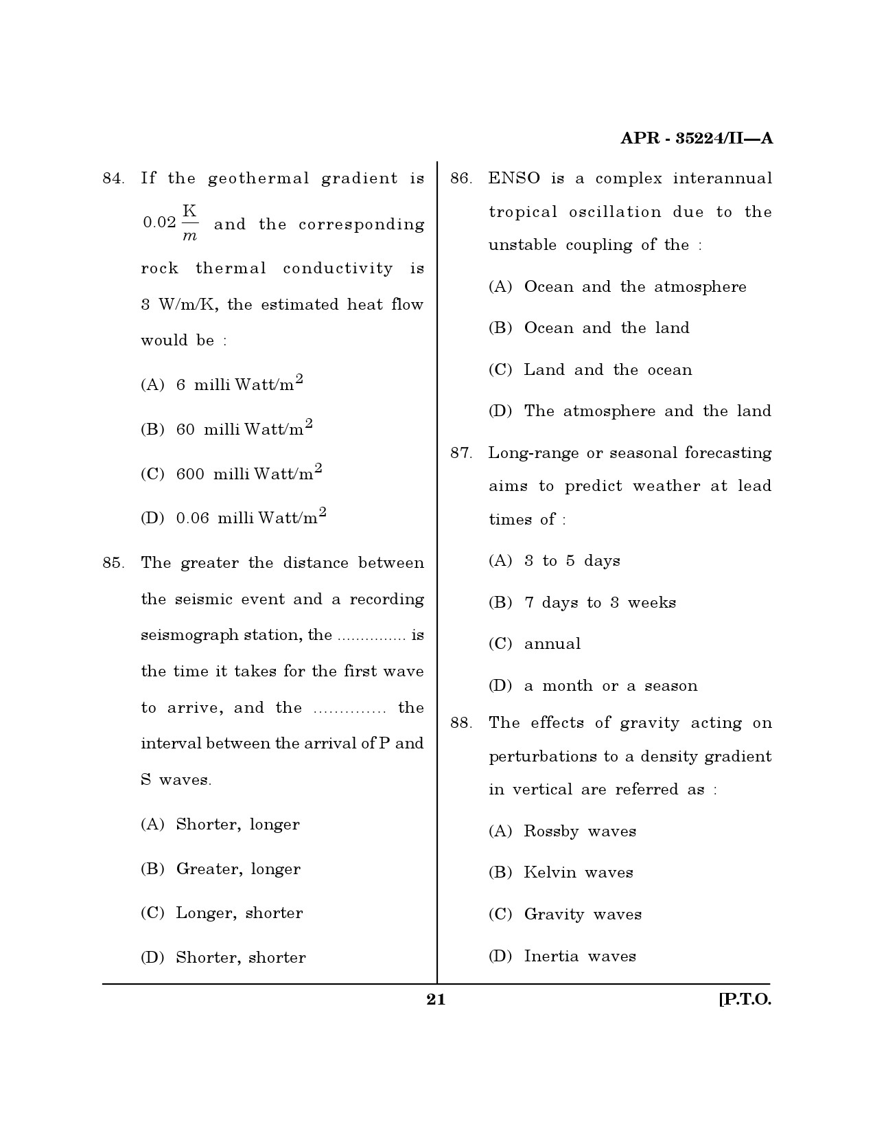 MH SET Earth Science Question Paper II April 2024 20