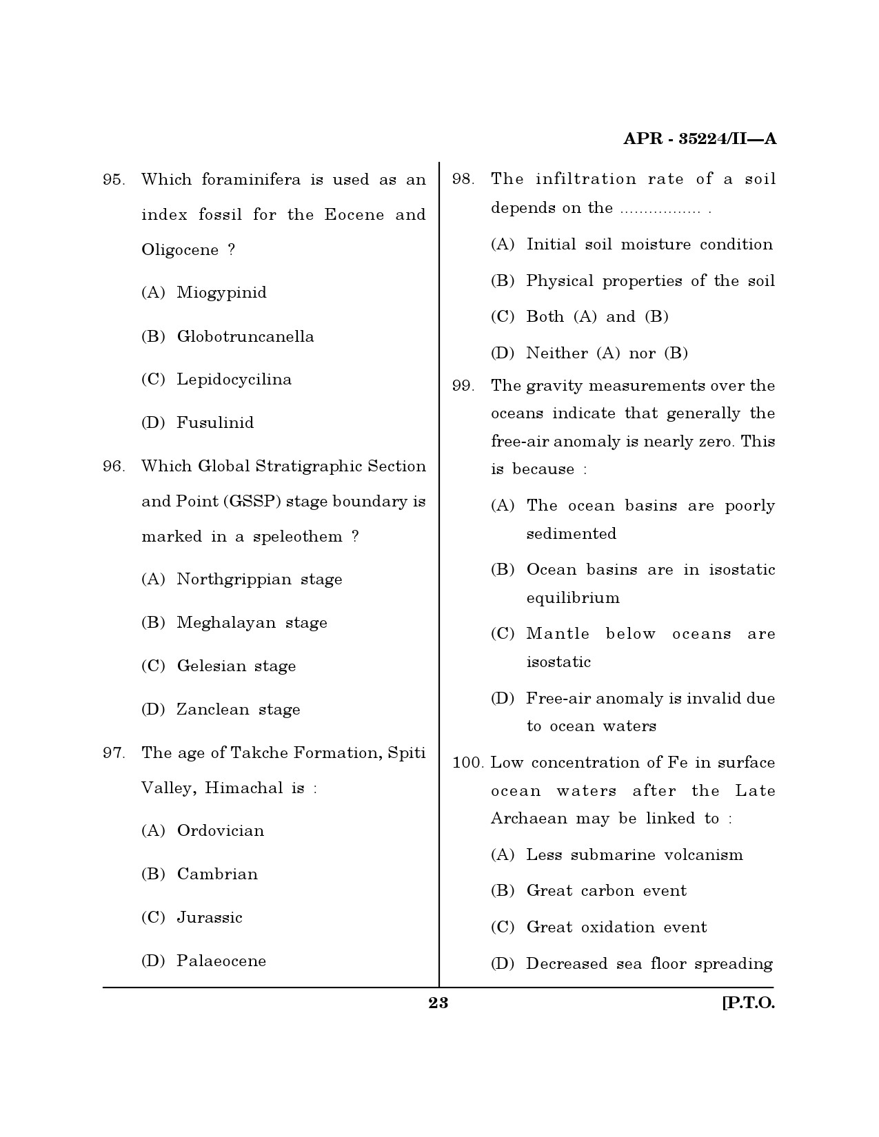 MH SET Earth Science Question Paper II April 2024 22