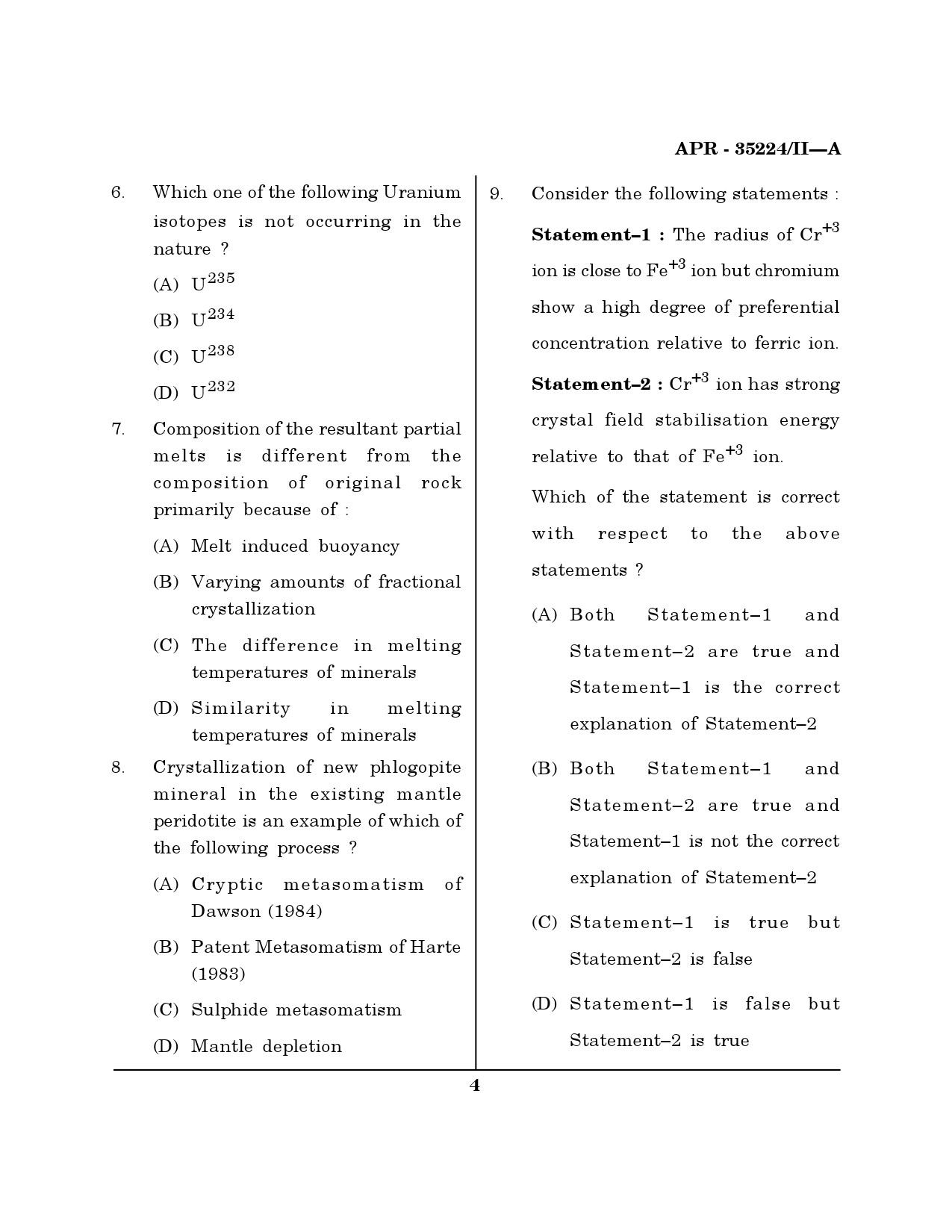 MH SET Earth Science Question Paper II April 2024 3