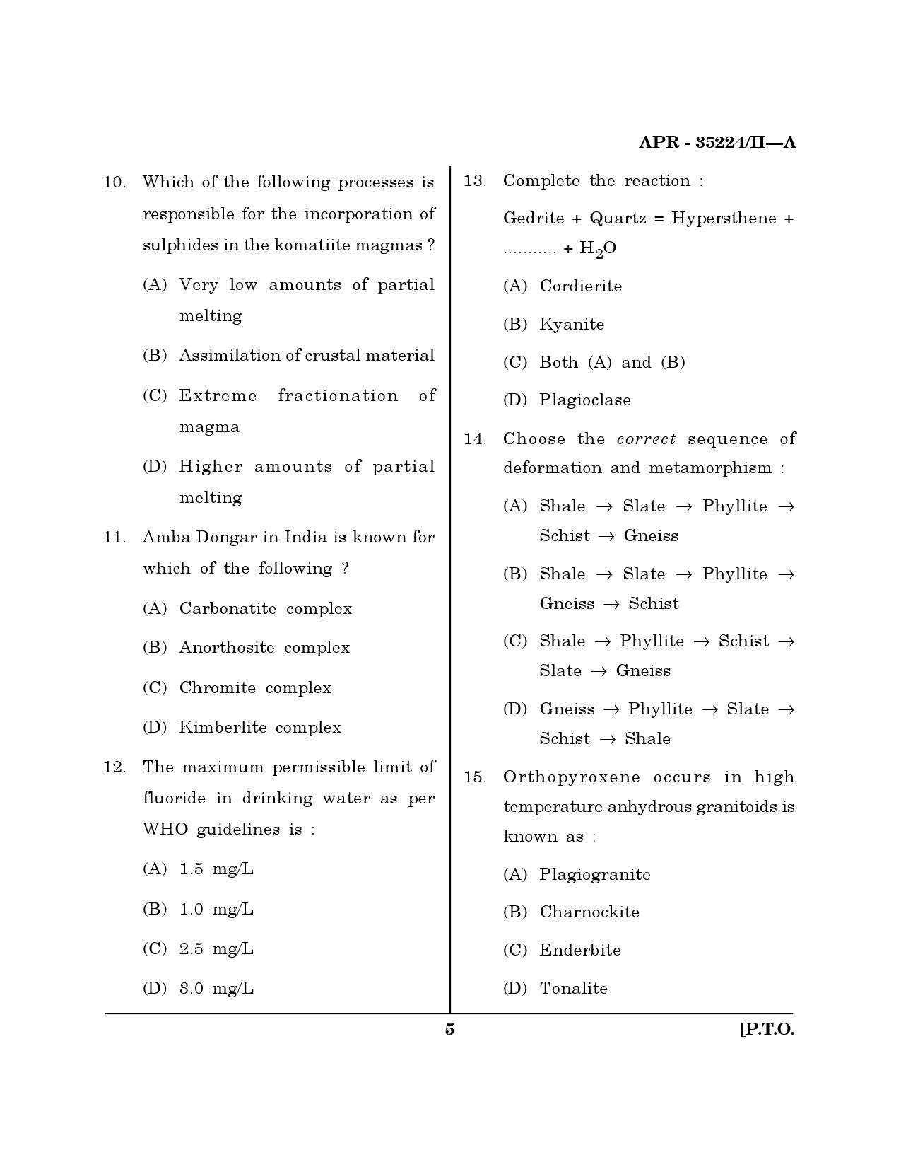 MH SET Earth Science Question Paper II April 2024 4