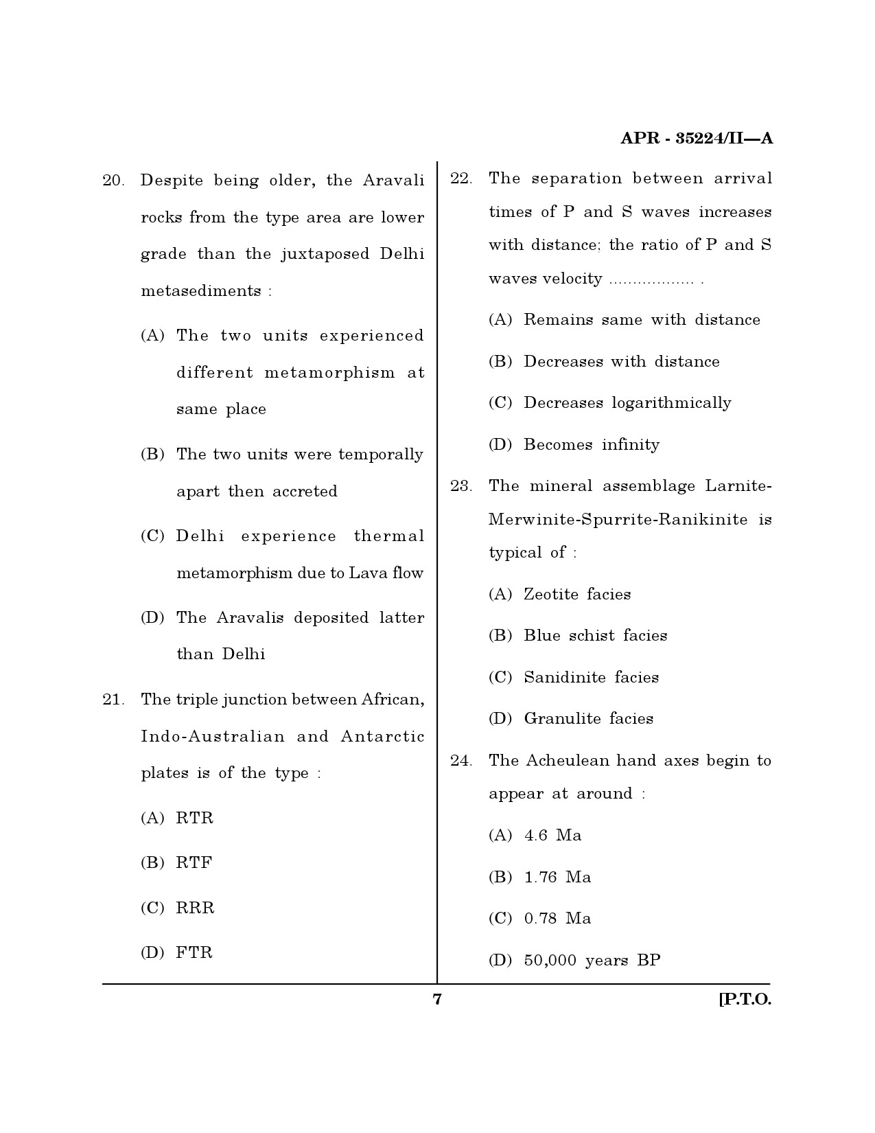 MH SET Earth Science Question Paper II April 2024 6