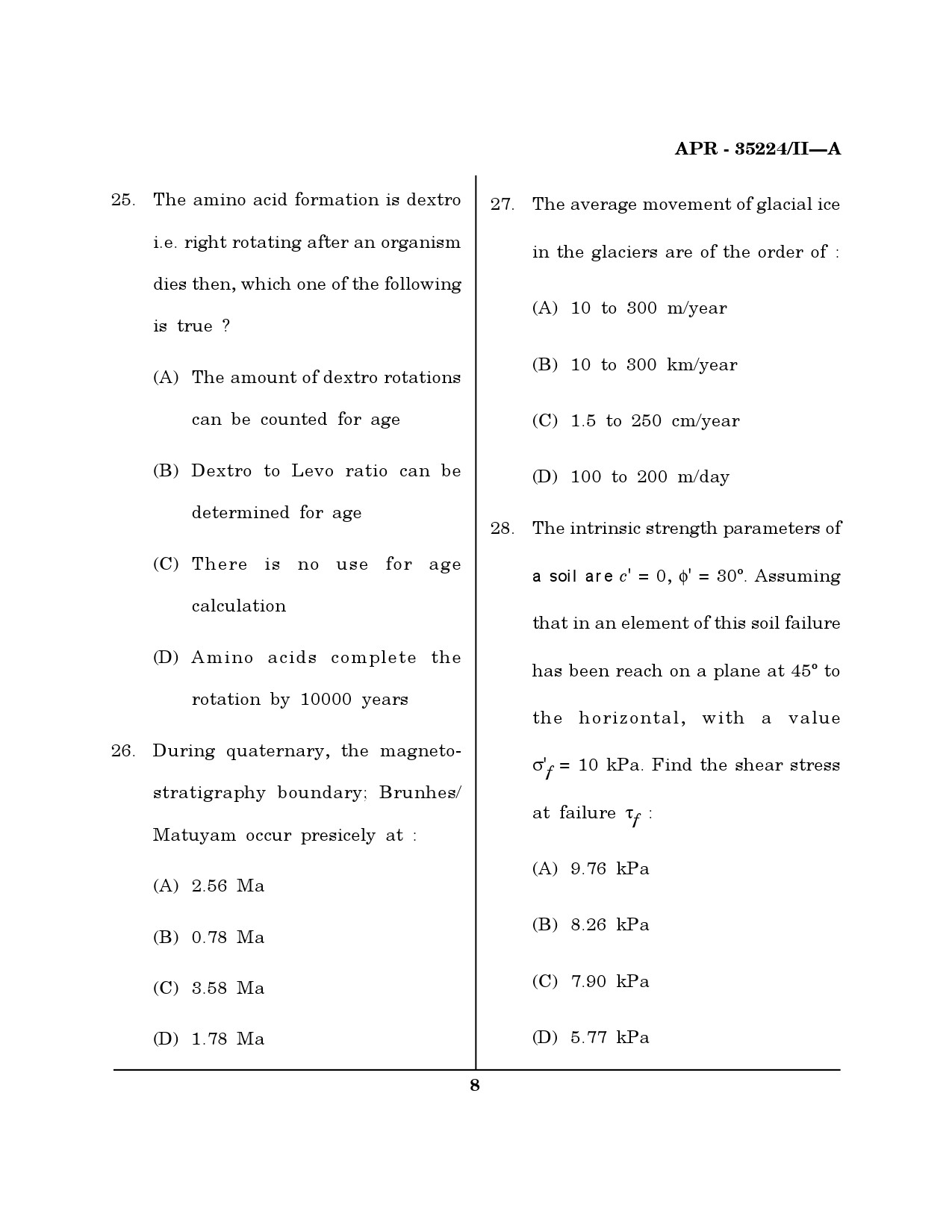 MH SET Earth Science Question Paper II April 2024 7