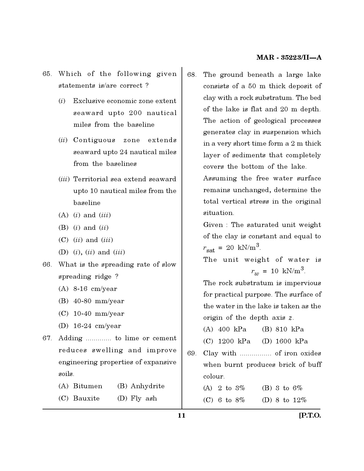 MH SET Earth Science Question Paper II March 2023 10