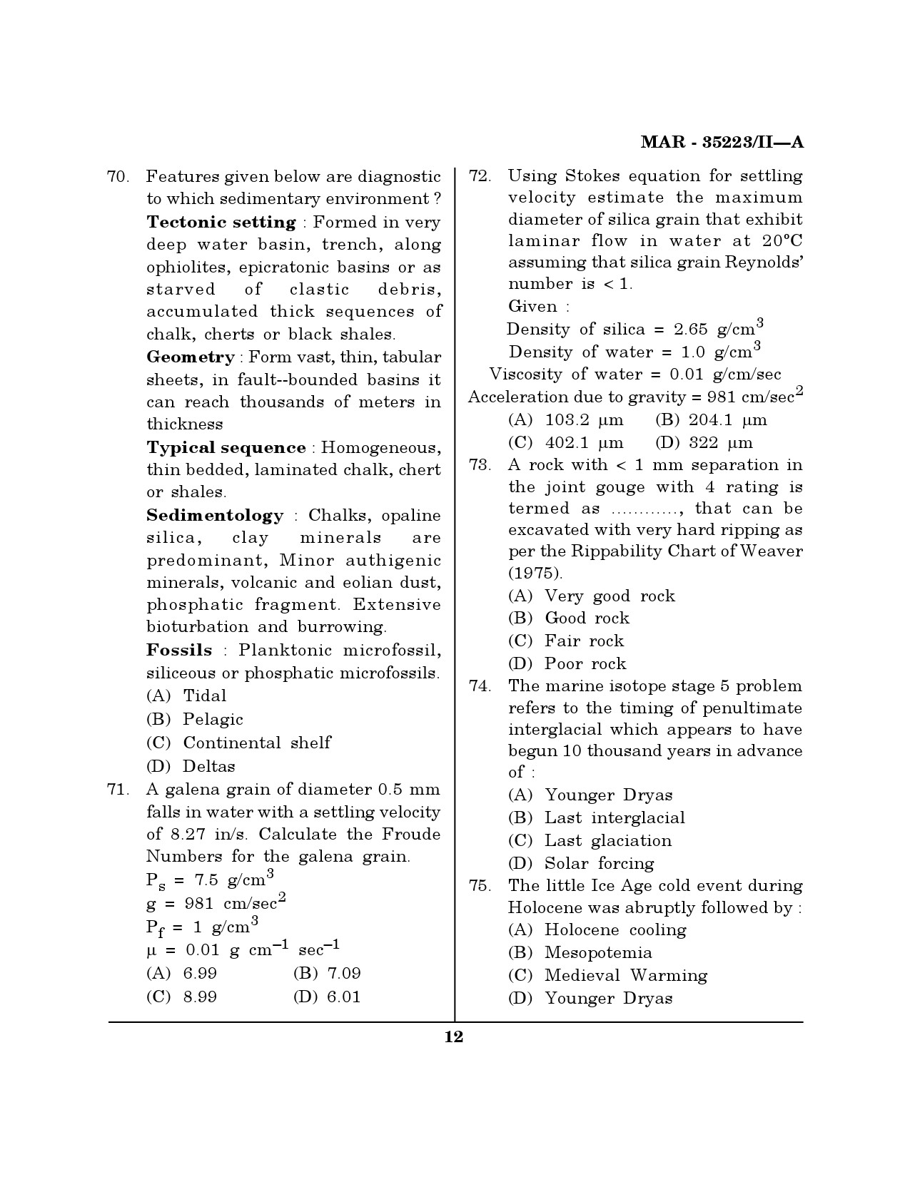 MH SET Earth Science Question Paper II March 2023 11