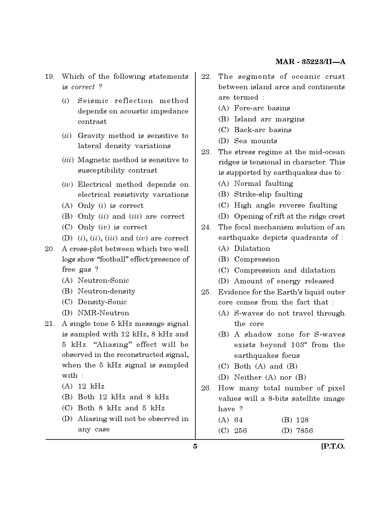 MH SET Earth Science Question Paper II March 2023 4