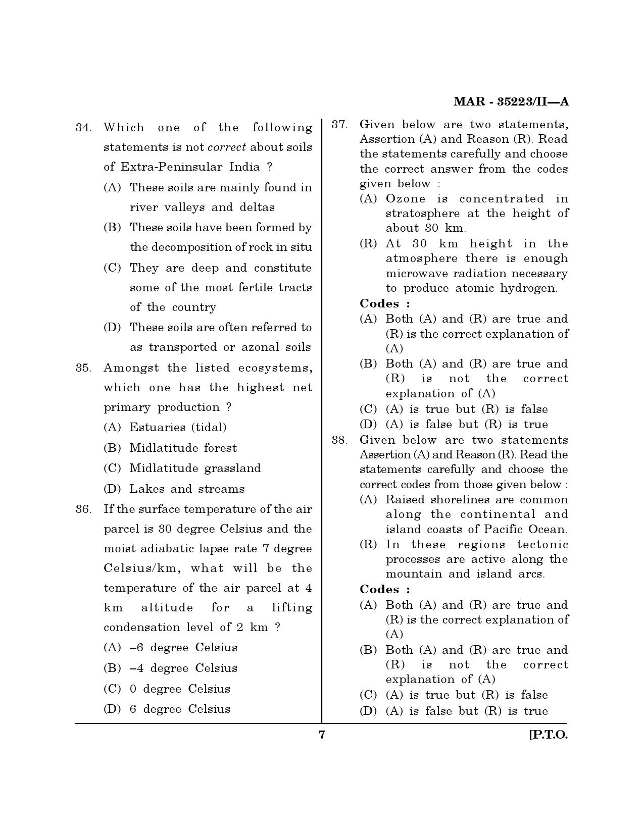 MH SET Earth Science Question Paper II March 2023 6