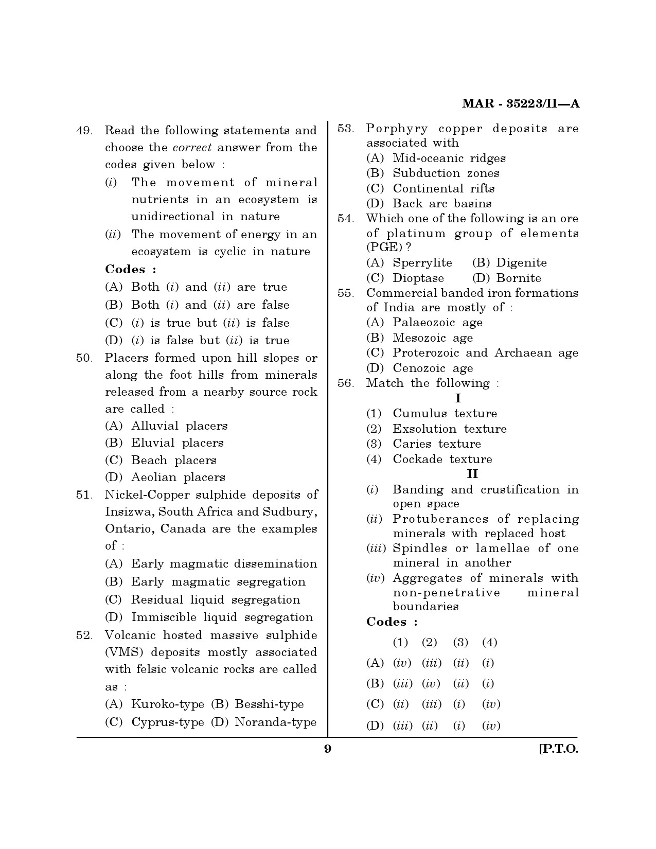 MH SET Earth Science Question Paper II March 2023 8