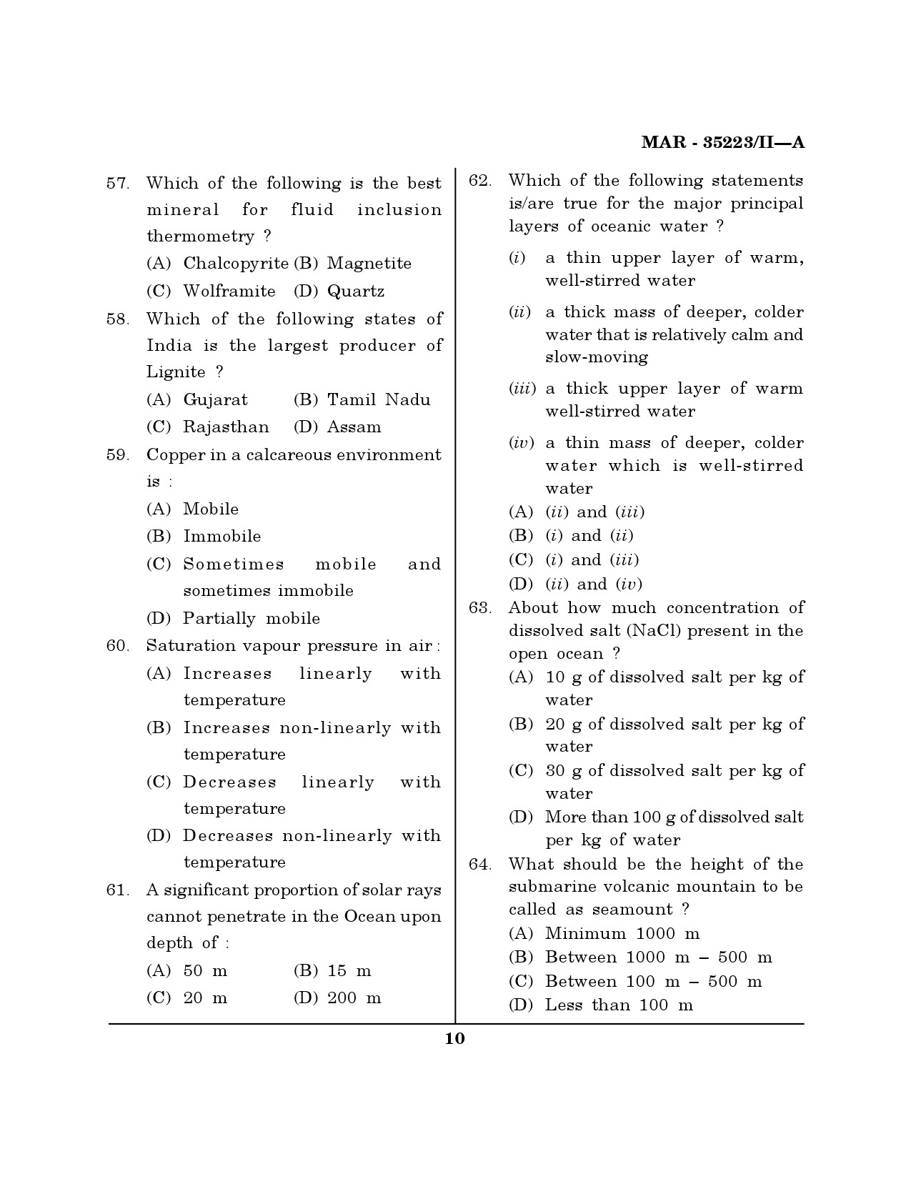 MH SET Earth Science Question Paper II March 2023 9