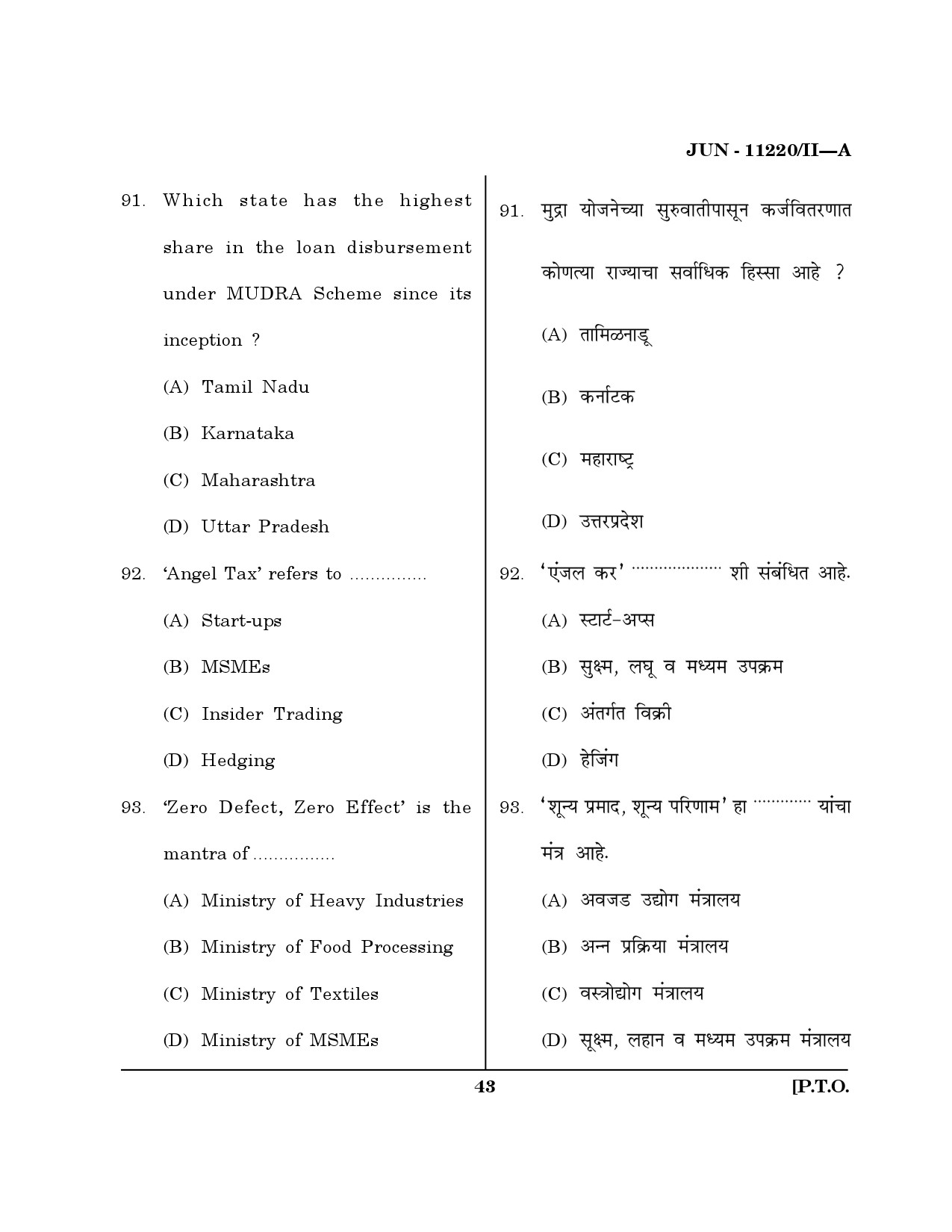 Maharashtra SET Economics Question Paper II June 2020 42