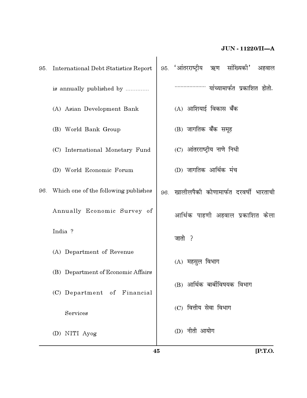 Maharashtra SET Economics Question Paper II June 2020 44