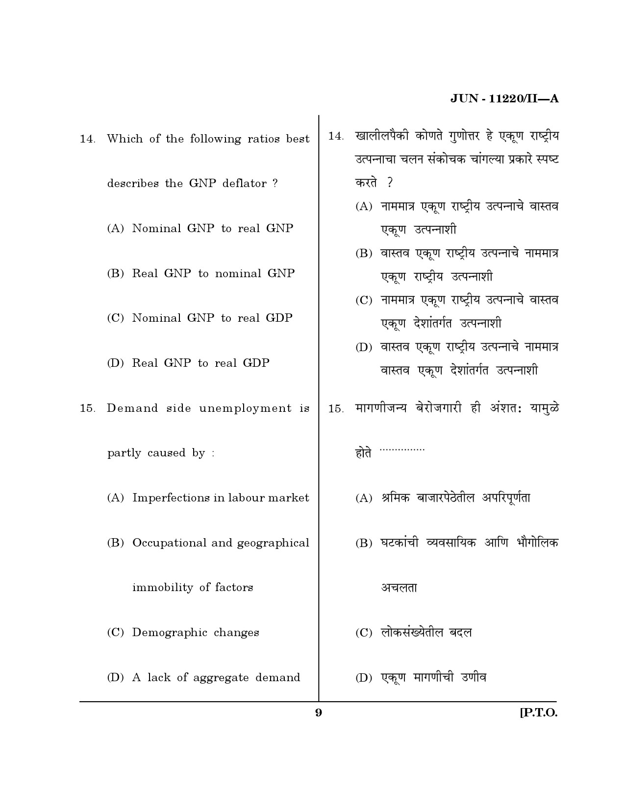 Maharashtra SET Economics Question Paper II June 2020 8