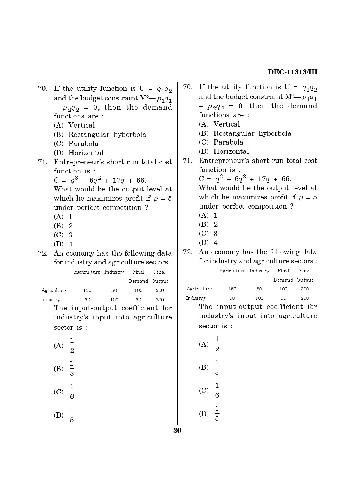 Maharashtra SET Economics Question Paper III December 2013 29