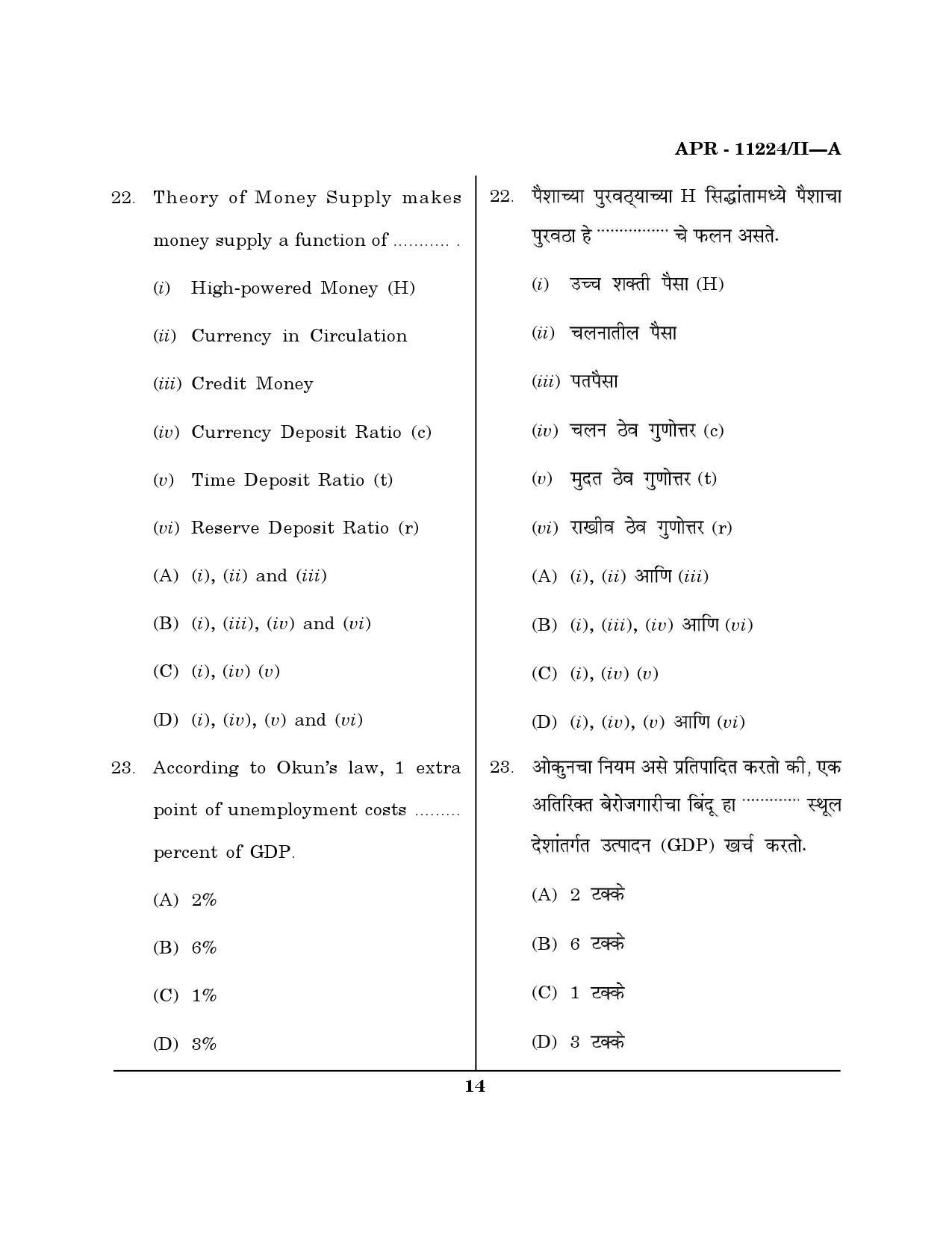 MH SET Economics Question Paper II April 2024 13