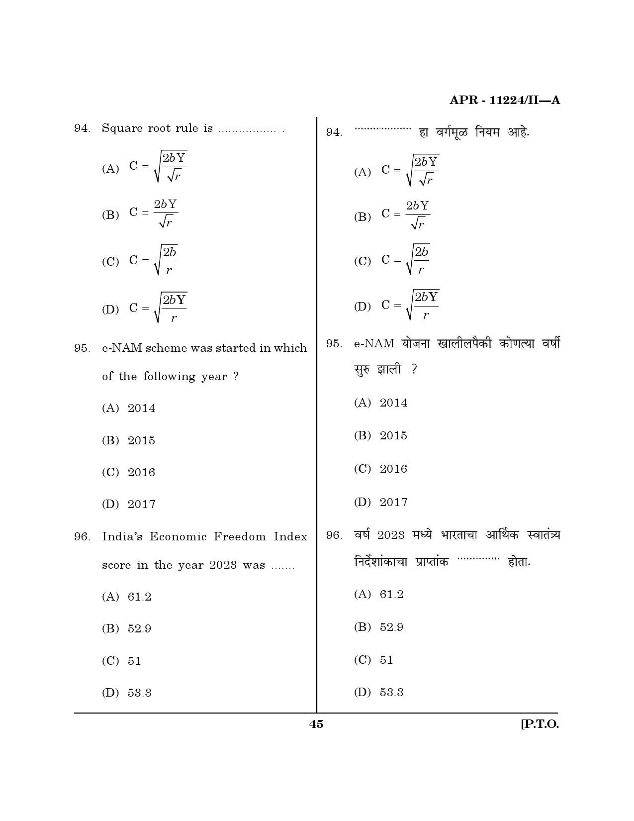 MH SET Economics Question Paper II April 2024 44