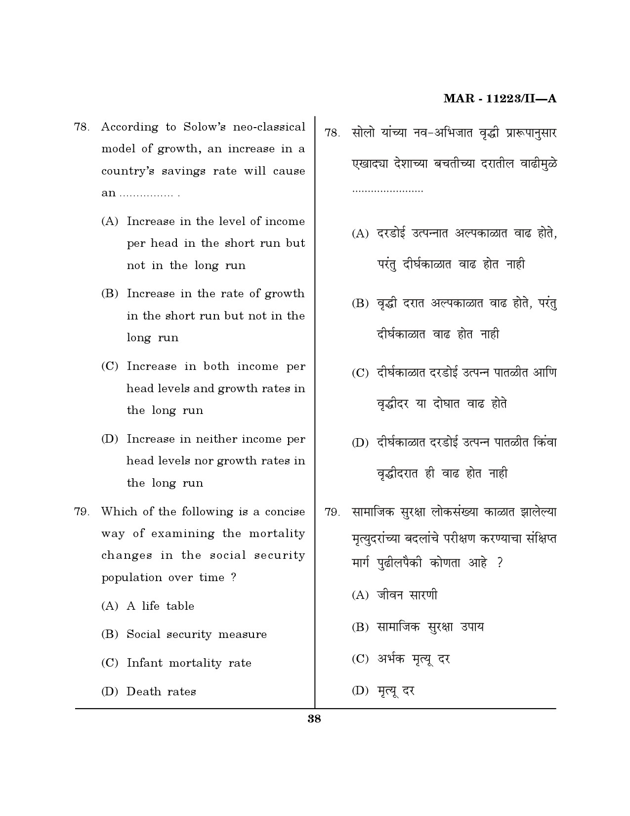 MH SET Economics Question Paper II March 2023 37