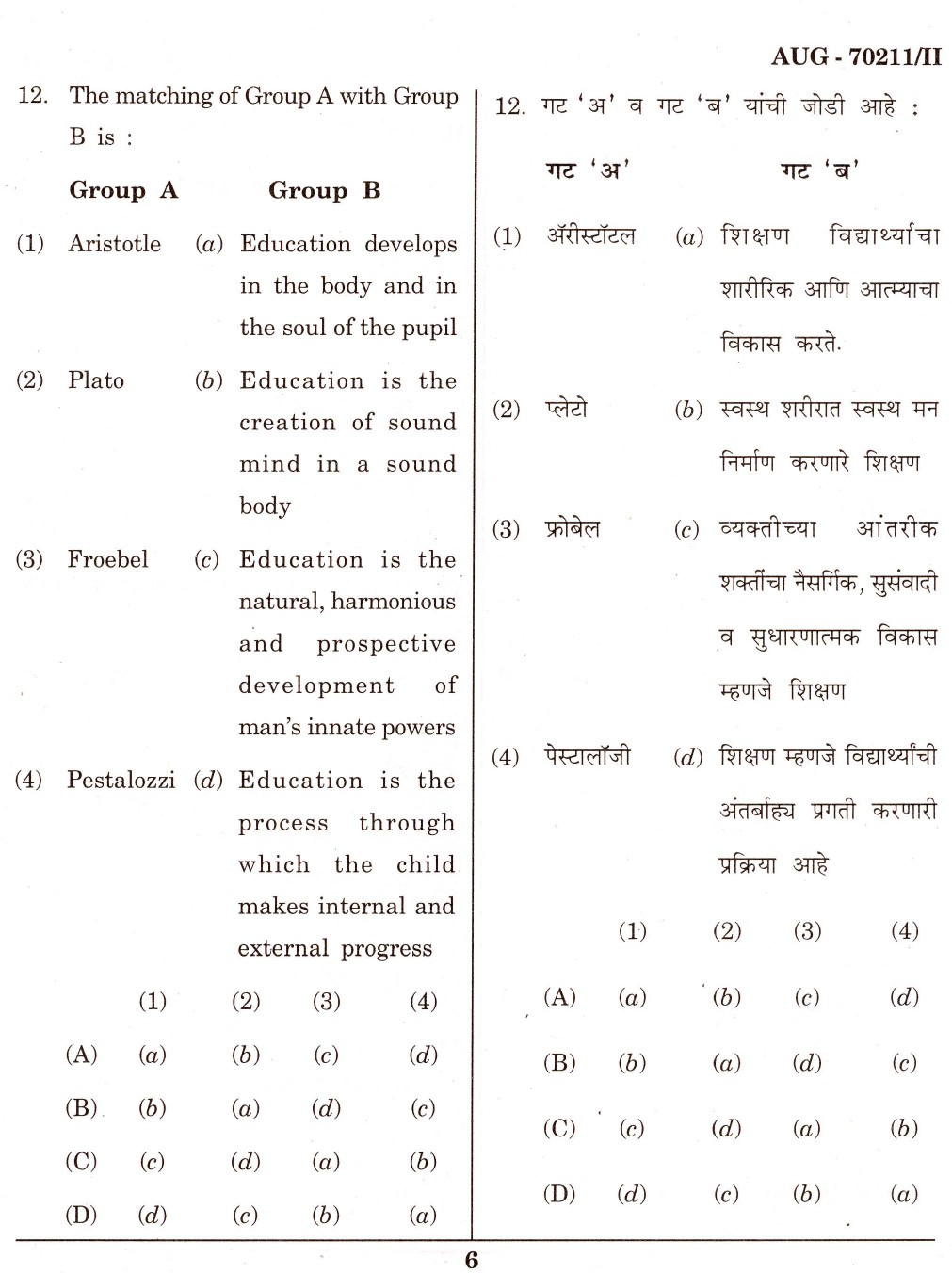 Maharashtra SET Education Question Paper II August 2011 6