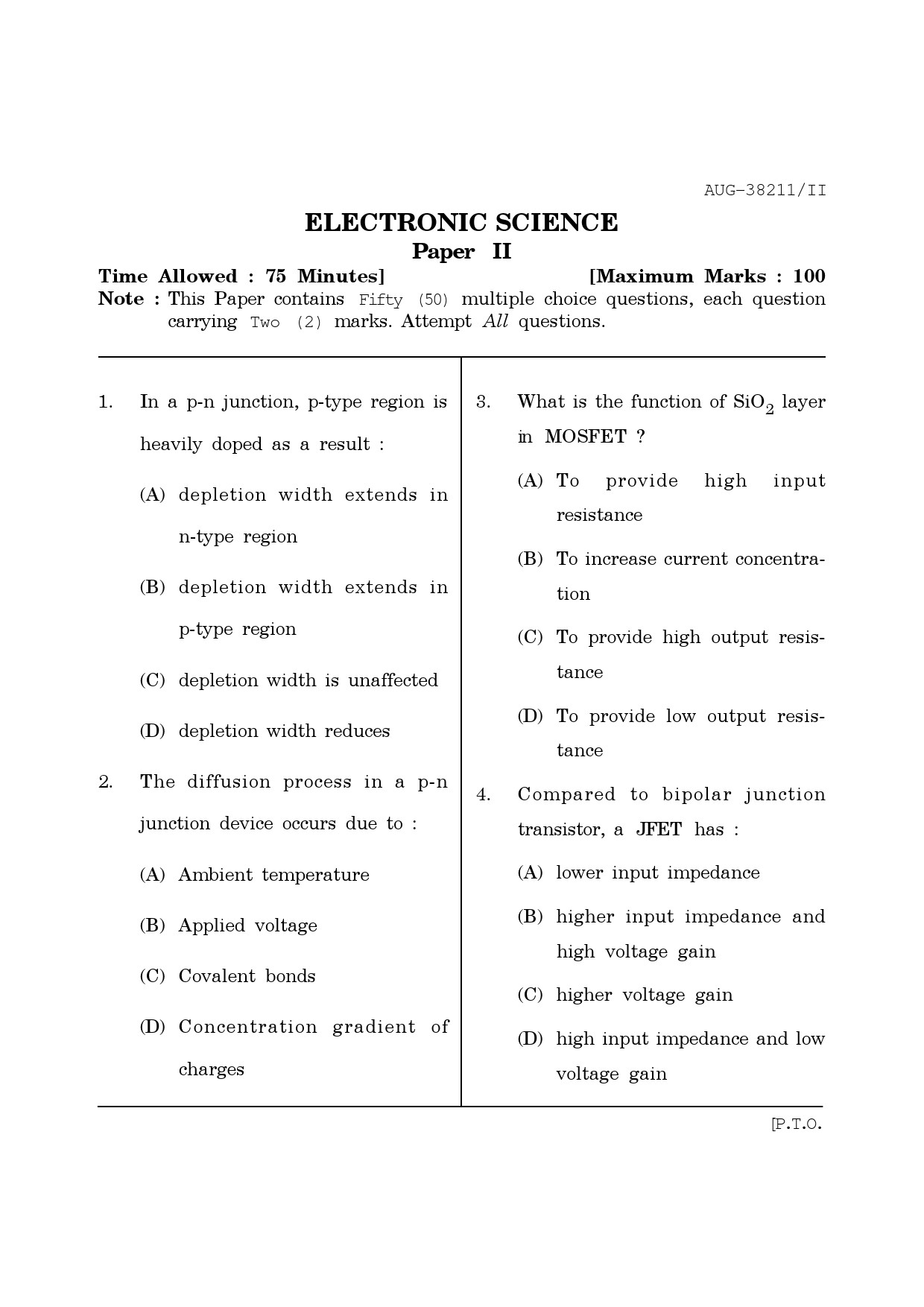 Maharashtra SET Electronics Science Question Paper II August 2011 1