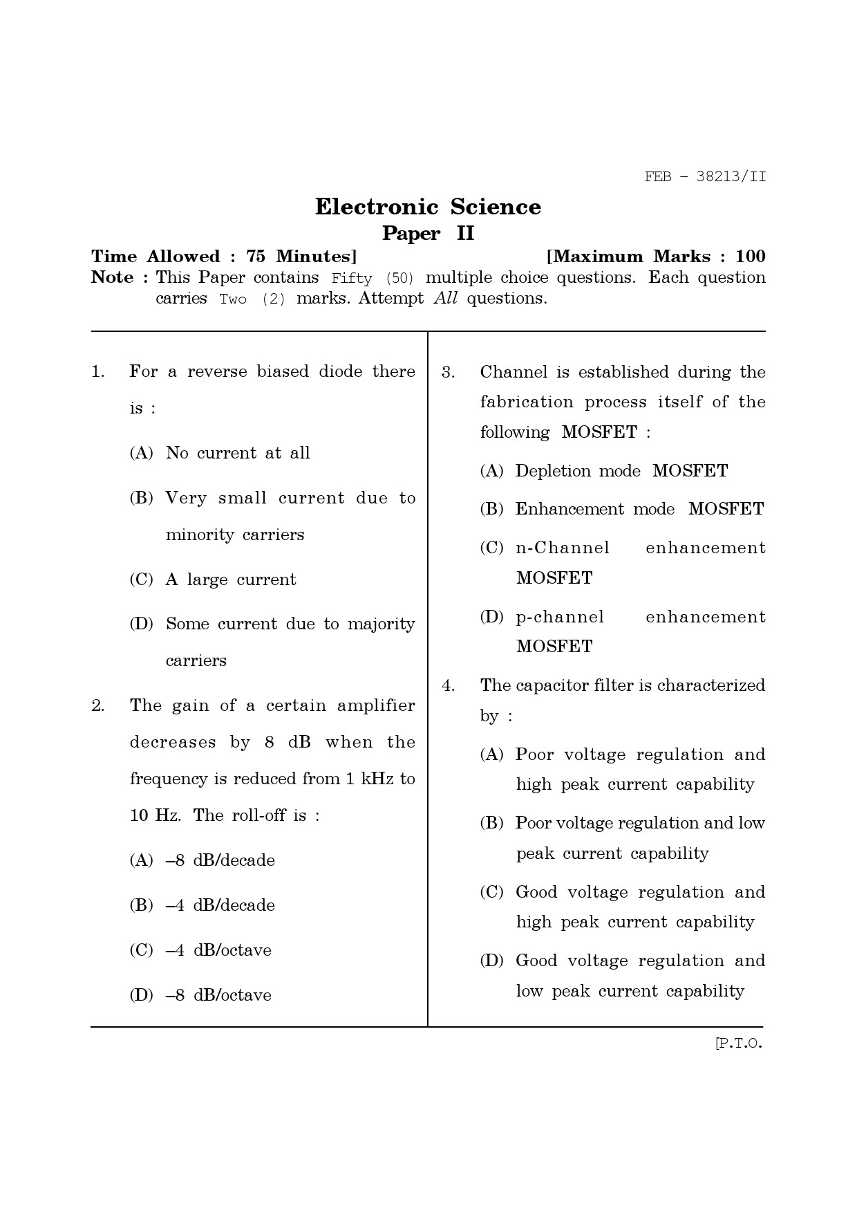 Maharashtra SET Electronics Science Question Paper II February 2013 1