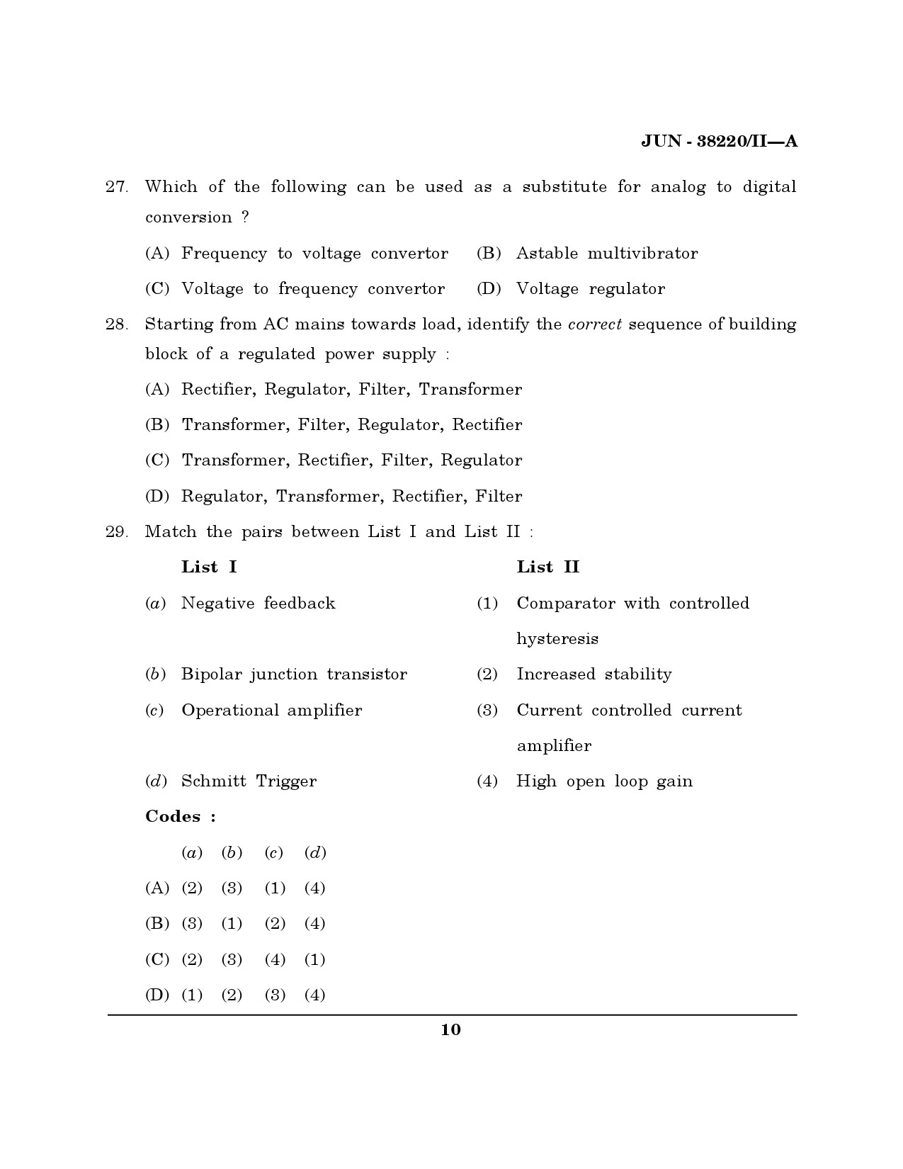 Maharashtra SET Electronics Science Question Paper II June 2020 9