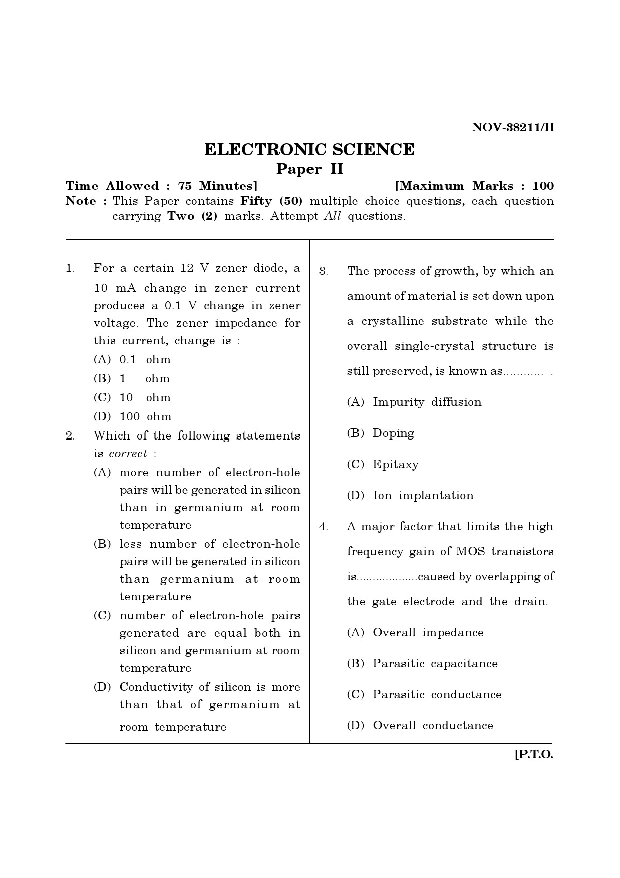 Maharashtra SET Electronics Science Question Paper II November 2011 1