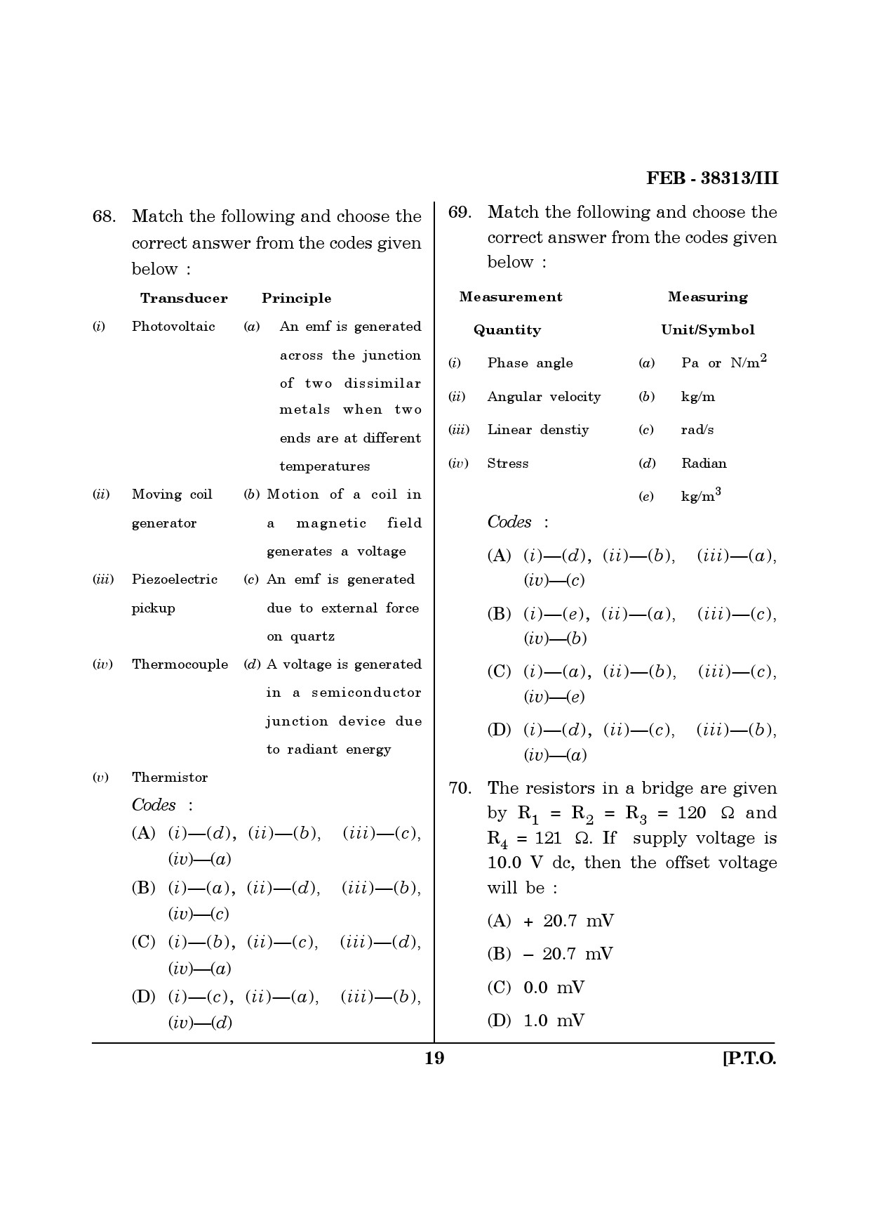 Maharashtra SET Electronics Science Question Paper III February 2013 19