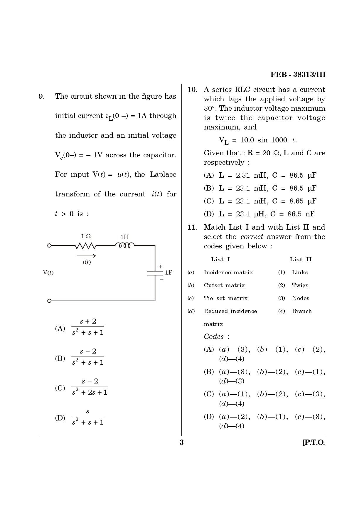 Maharashtra SET Electronics Science Question Paper III February 2013 3