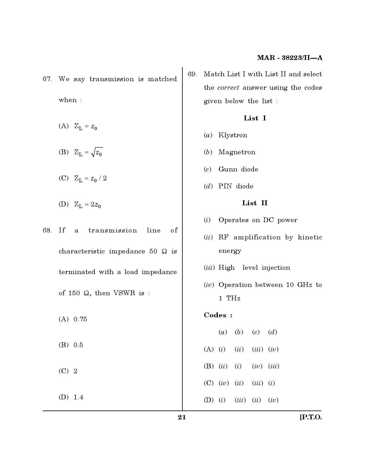 MH SET Electronics Science Question Paper II March 2023 20