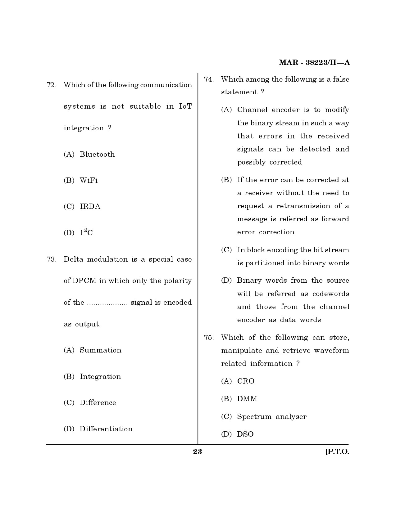 MH SET Electronics Science Question Paper II March 2023 22