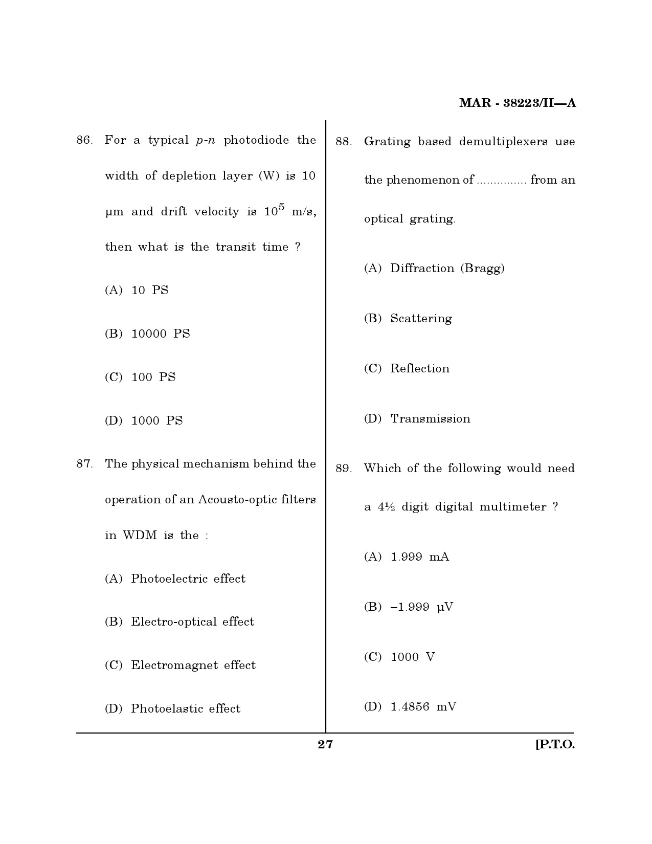 MH SET Electronics Science Question Paper II March 2023 26