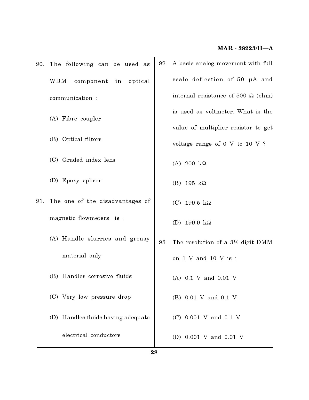 MH SET Electronics Science Question Paper II March 2023 27