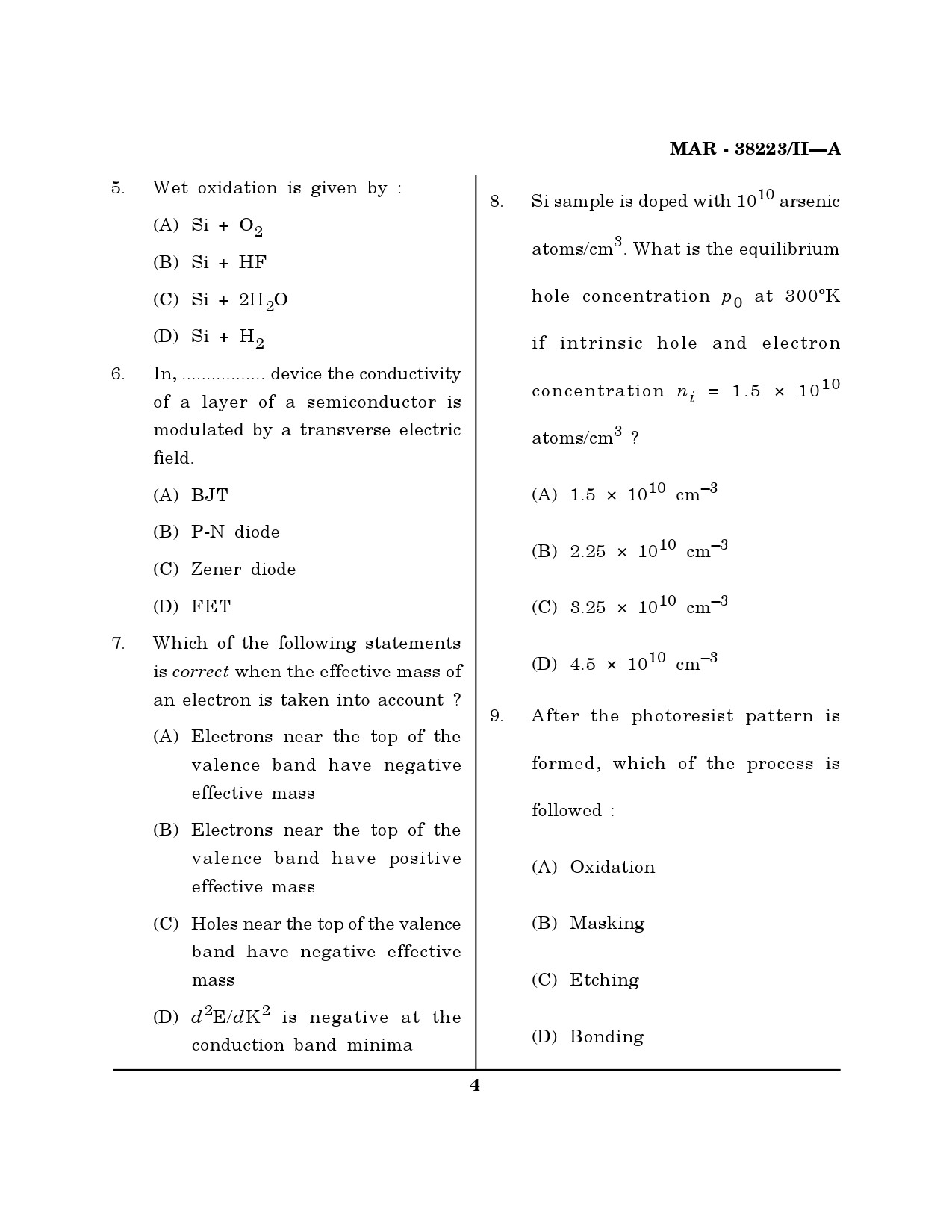 MH SET Electronics Science Question Paper II March 2023 3