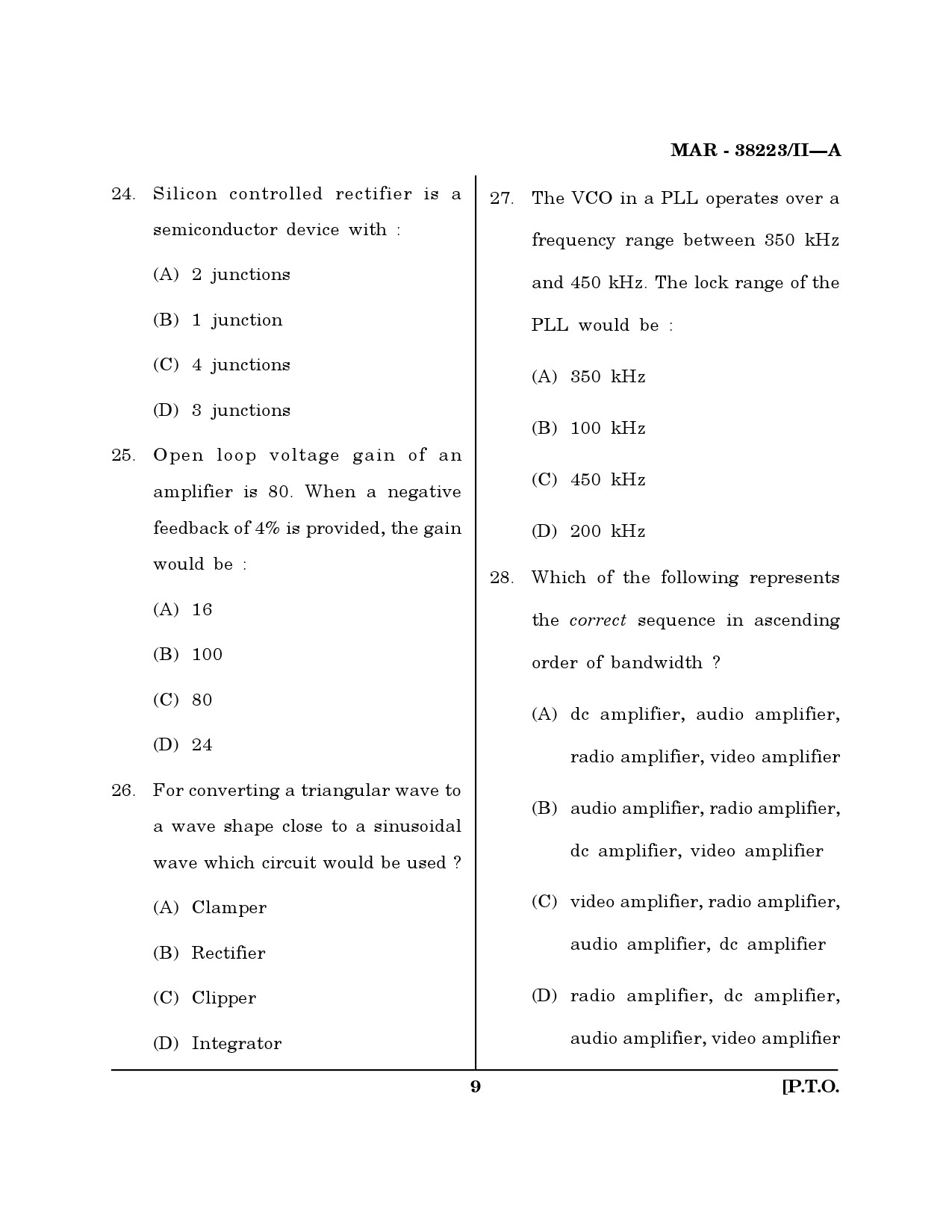 MH SET Electronics Science Question Paper II March 2023 8