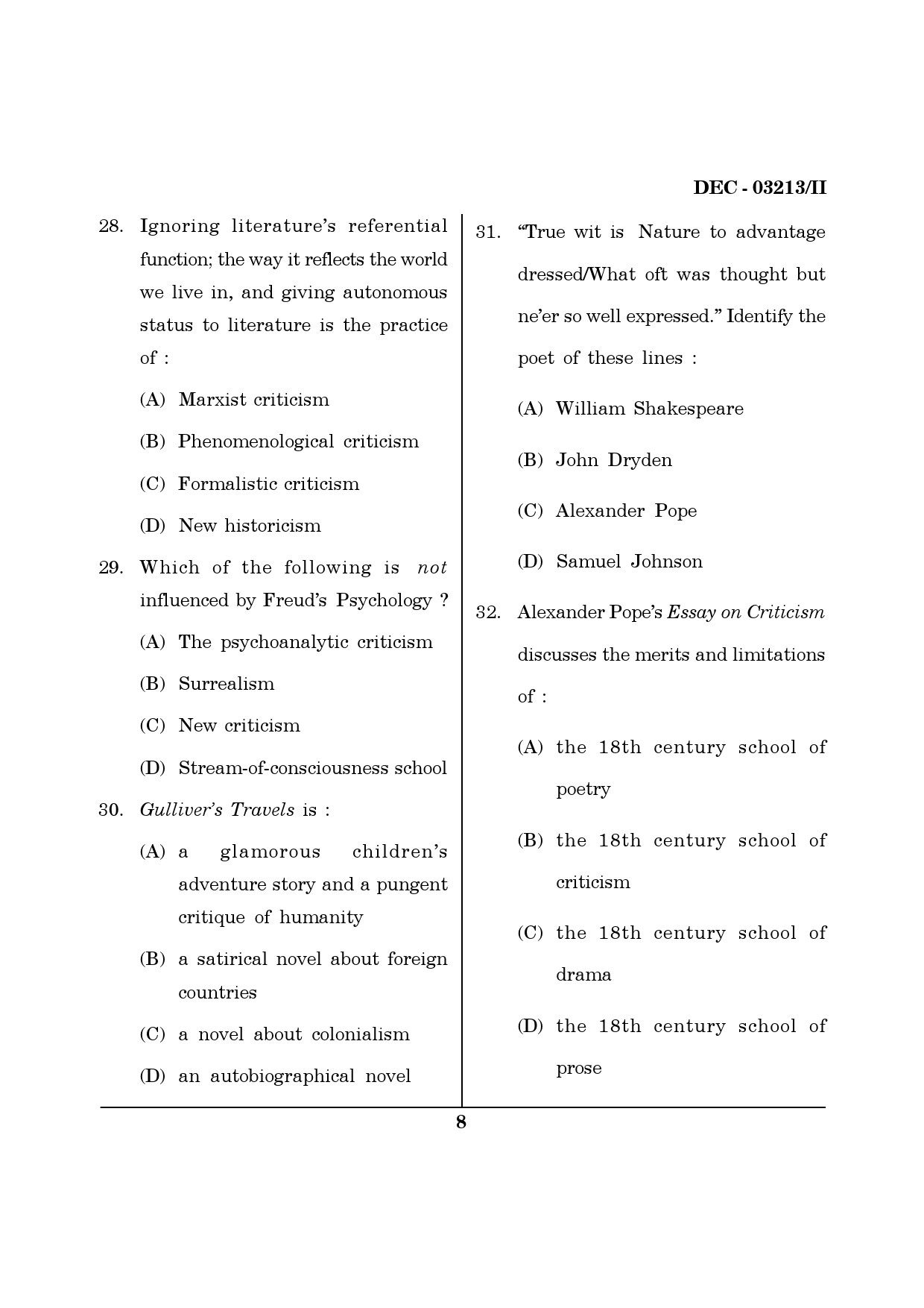 Maharashtra SET English Question Paper II December 2013 7