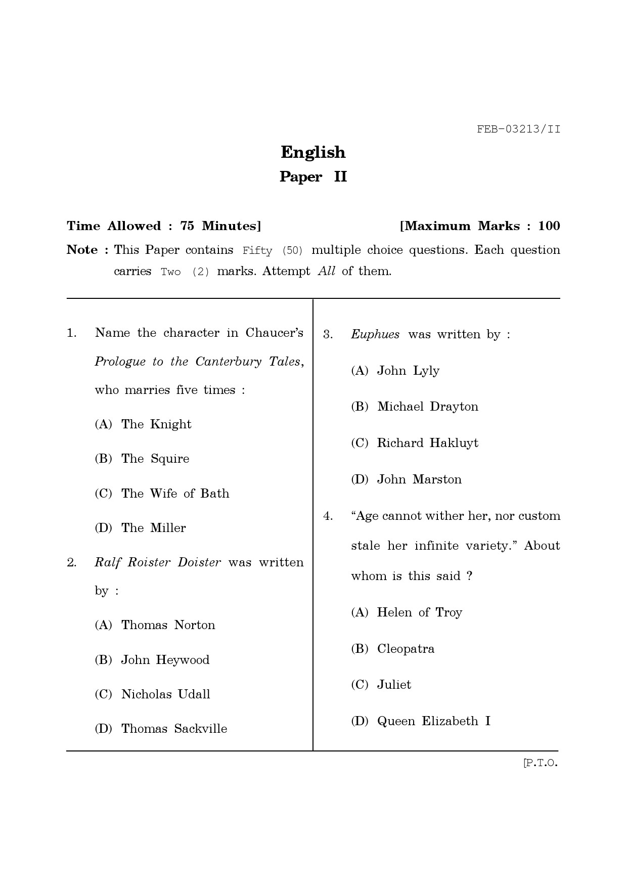 Maharashtra SET English Question Paper II February 2013 1